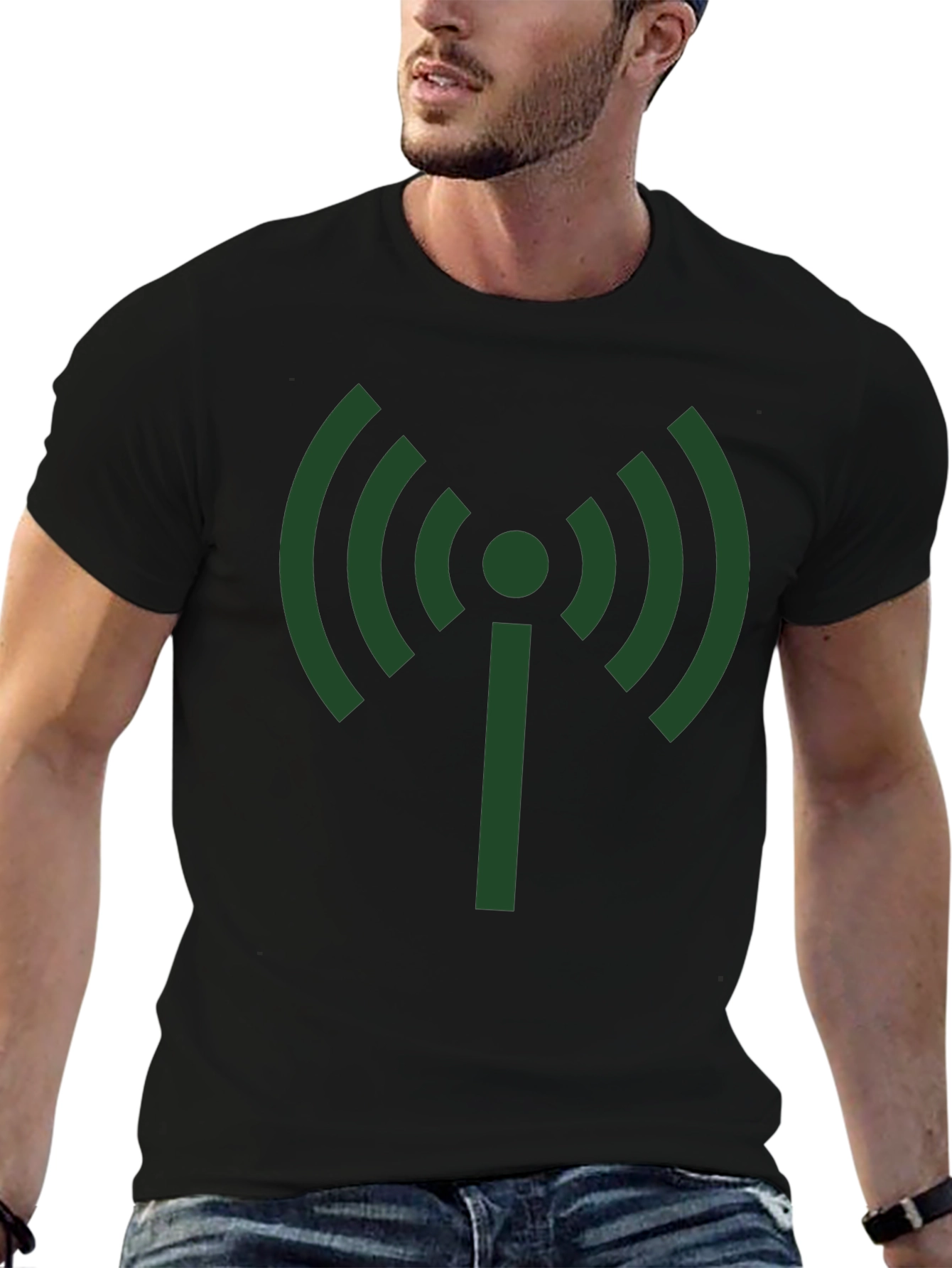 Signal Graphic Tee - Black Cotton T-Shirt
