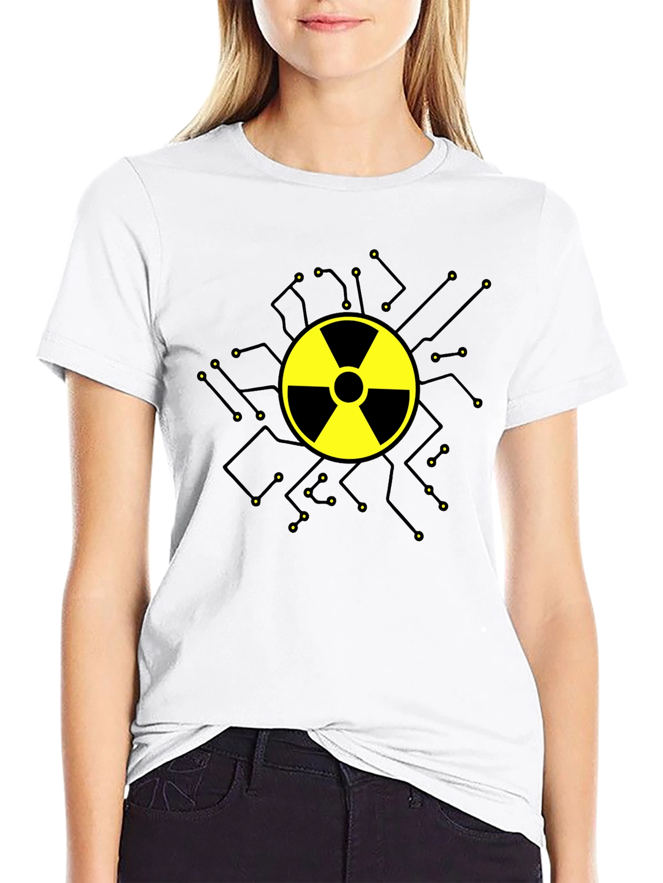 Radioactive Symbol Graphic T-Shirt - Black Cotton
