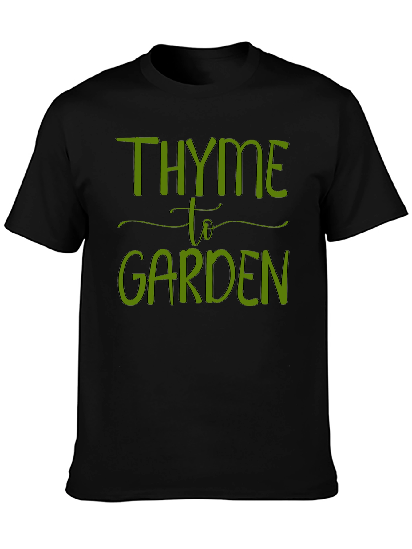 Thyme to Garden Green Graphic Black T-Shirt