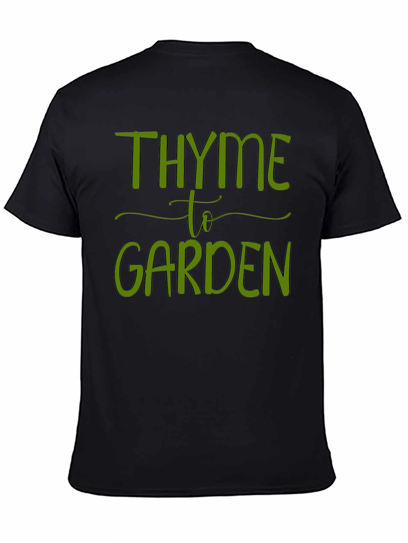 Thyme to Garden Green Graphic Black T-Shirt