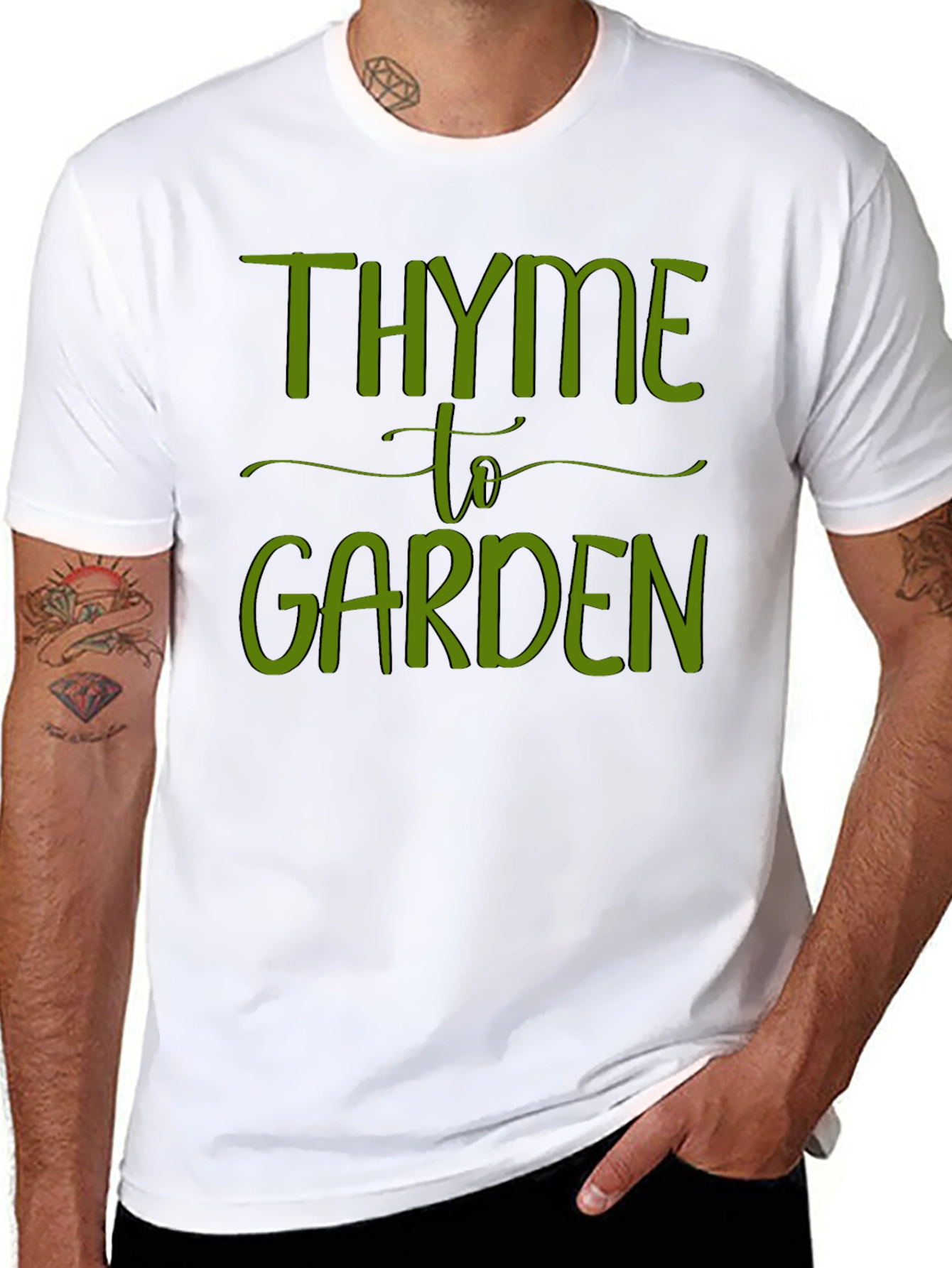 Thyme to Garden Green Graphic Black T-Shirt