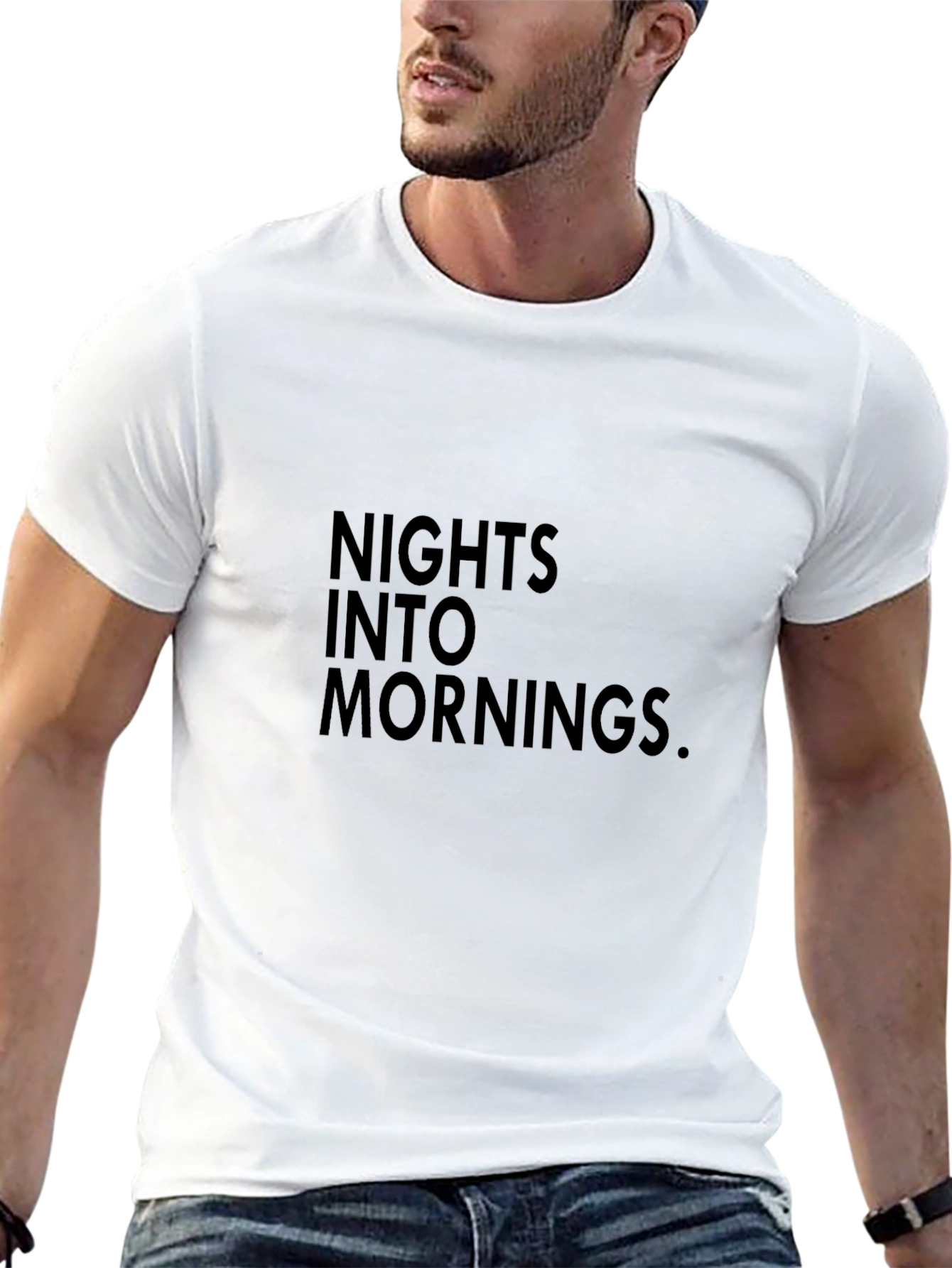 Nights Into Mornings Black Graphic T-Shirt