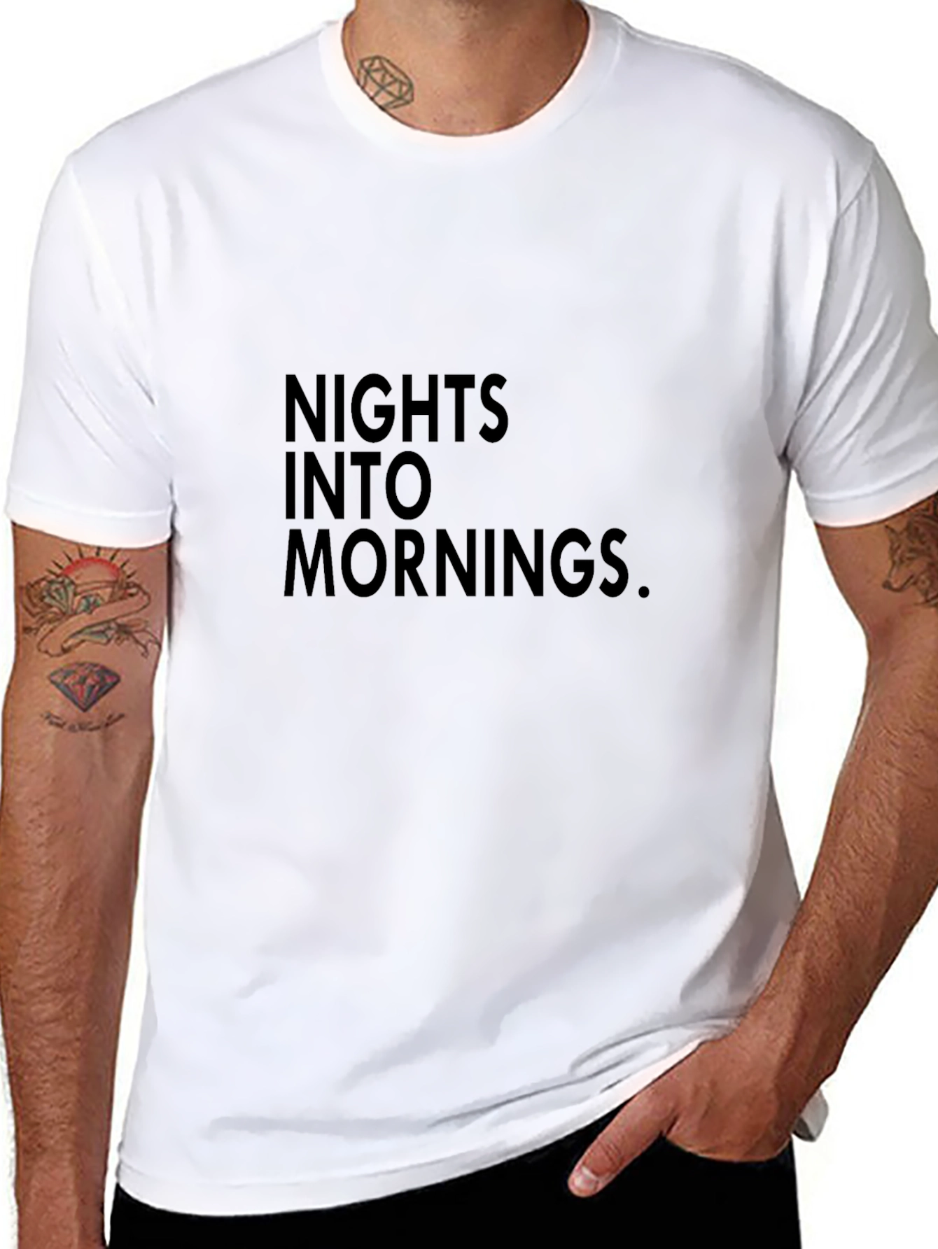 Nights Into Mornings Black Graphic T-Shirt