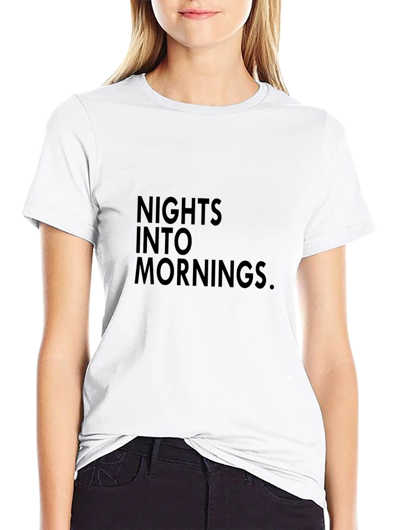 Nights Into Mornings Black Graphic T-Shirt
