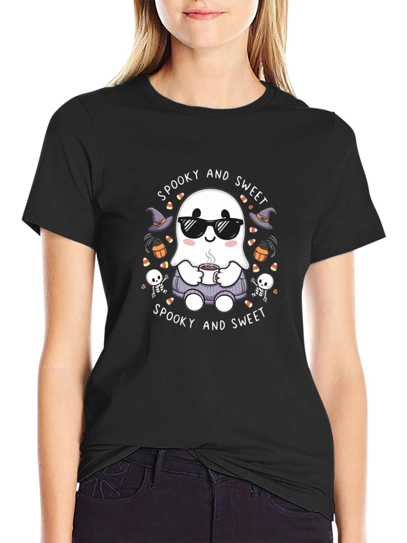 Spooky and Sweet Ghost Halloween T-Shirt