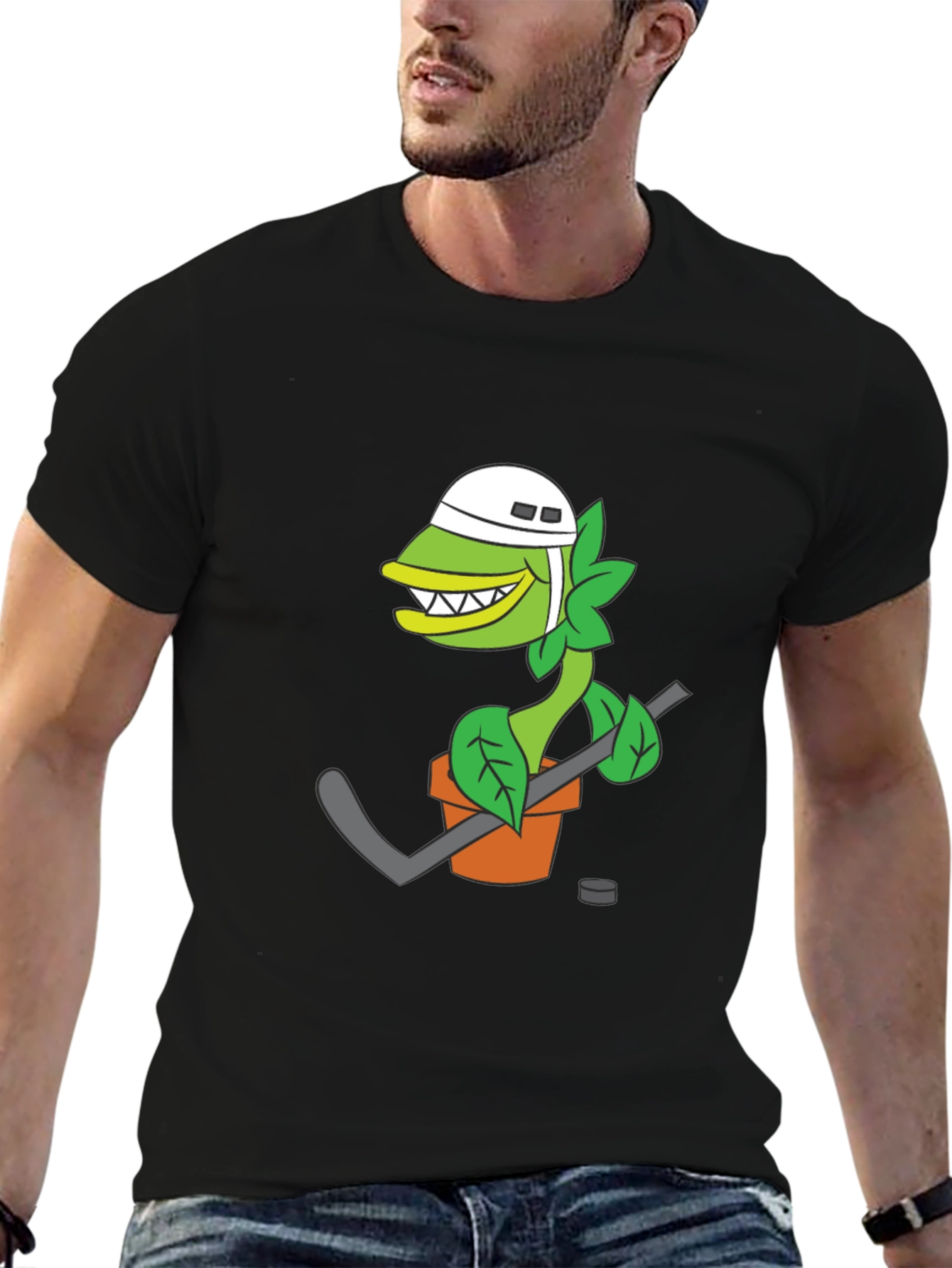 Hockey Plant T-Shirt - Funny Cartoon Design