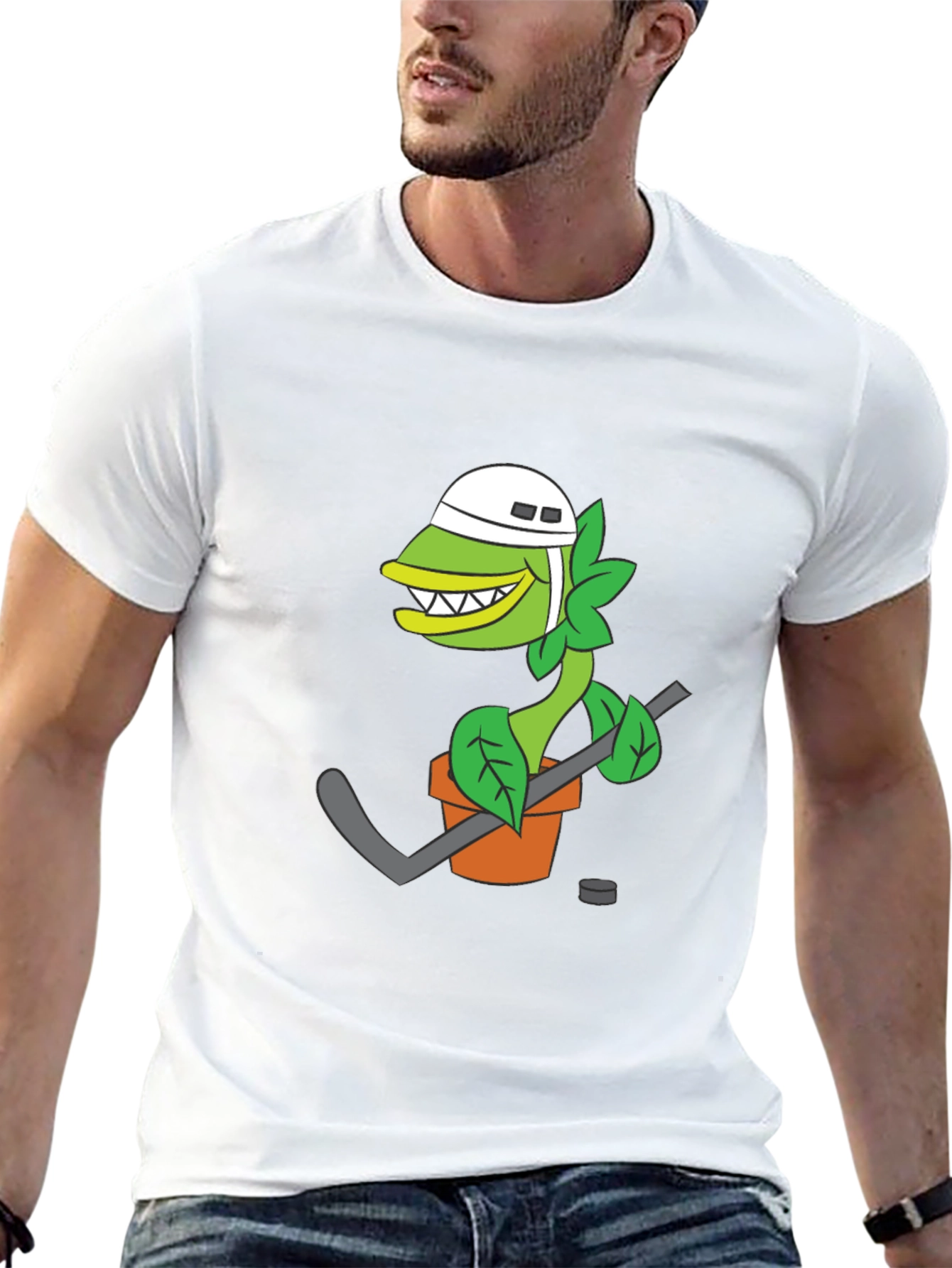 Hockey Plant T-Shirt - Funny Cartoon Design