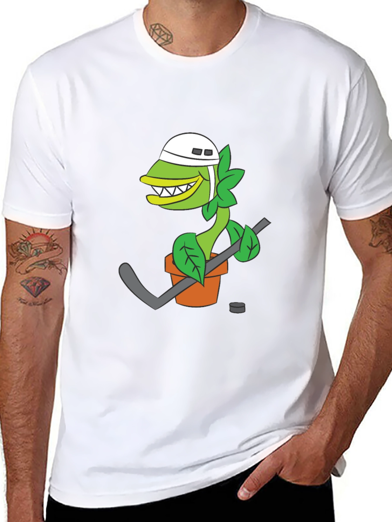 Hockey Plant T-Shirt - Funny Cartoon Design
