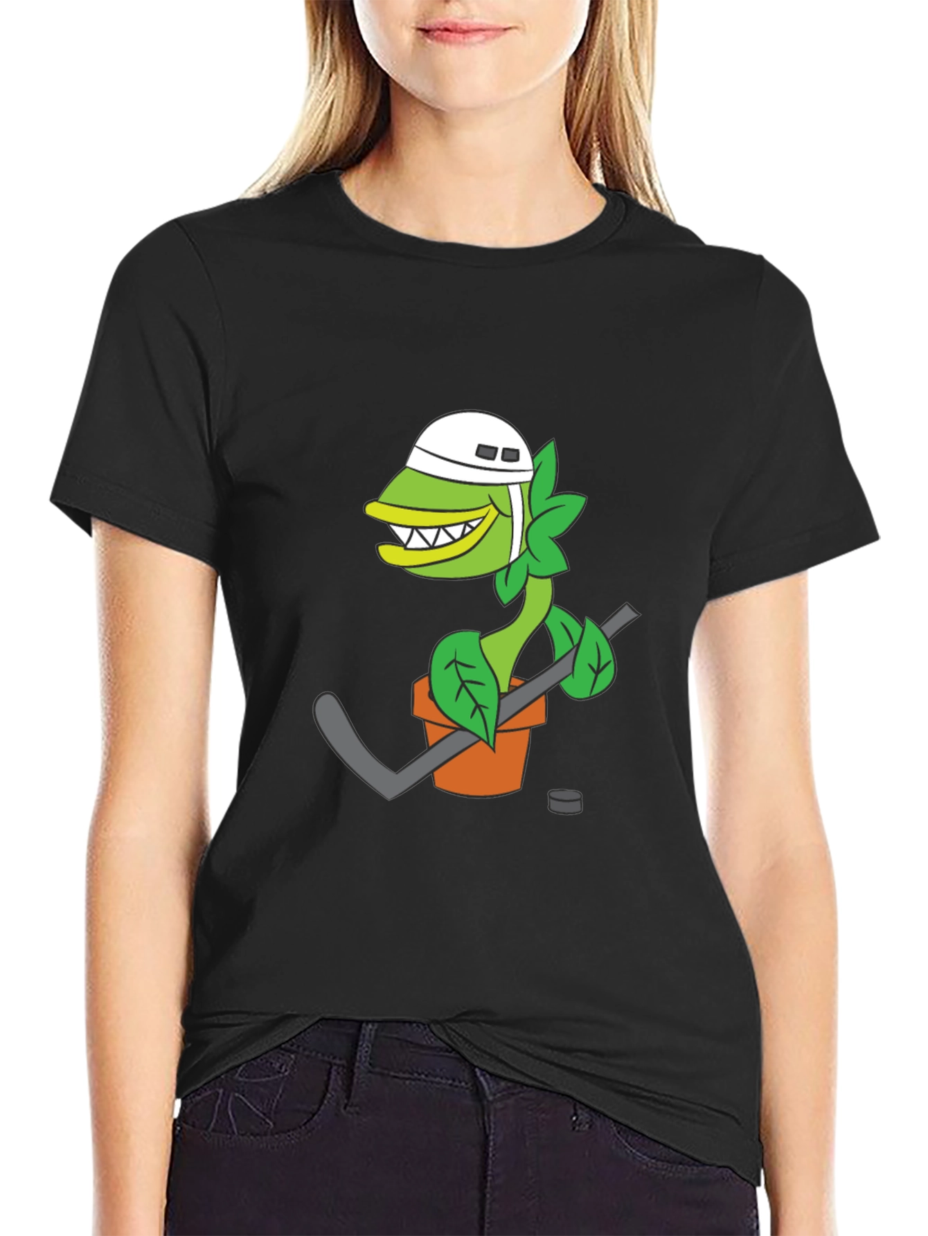 Hockey Plant T-Shirt - Funny Cartoon Design