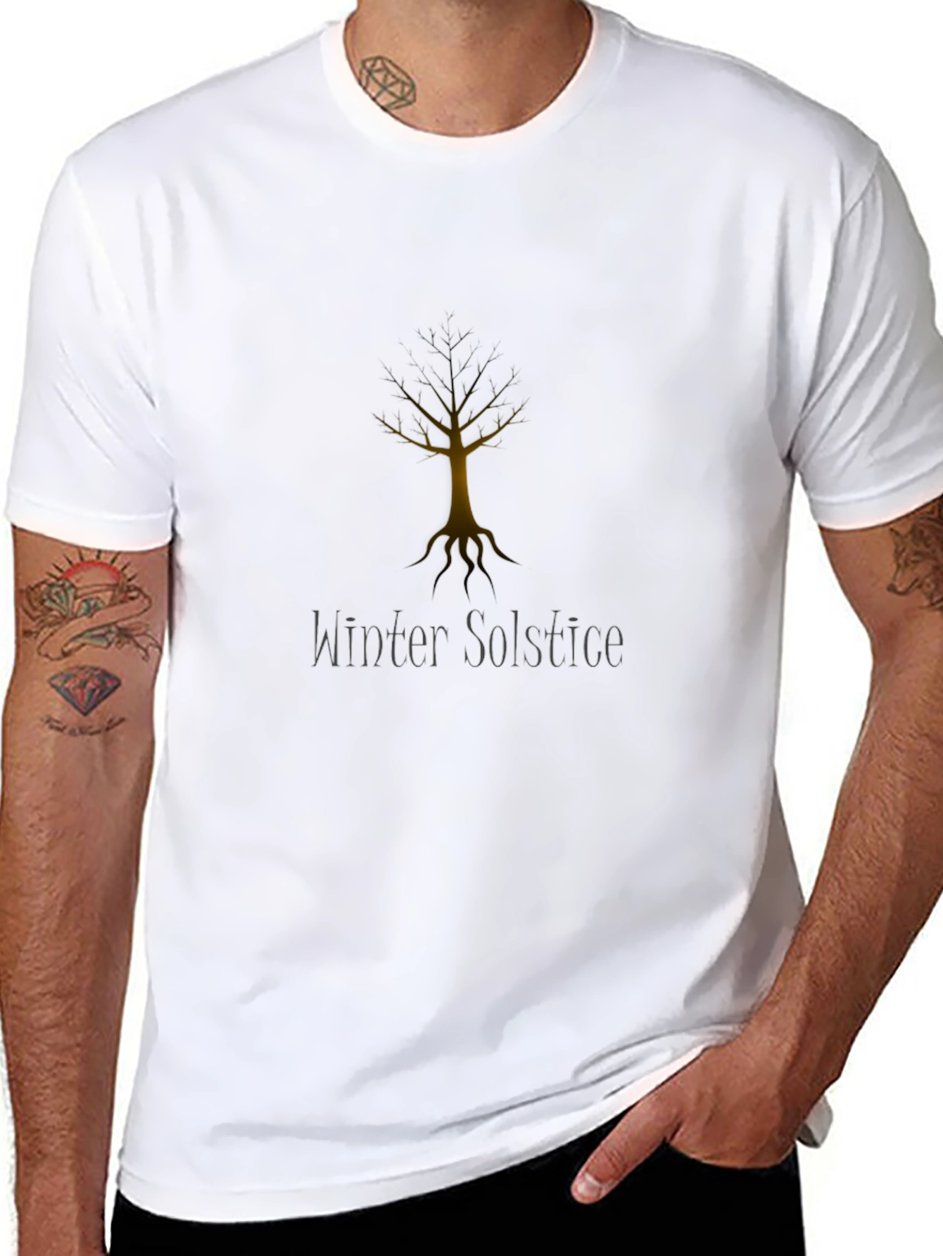 Winter Solstice Tree Graphic Tee - Unisex Black T-Shirt