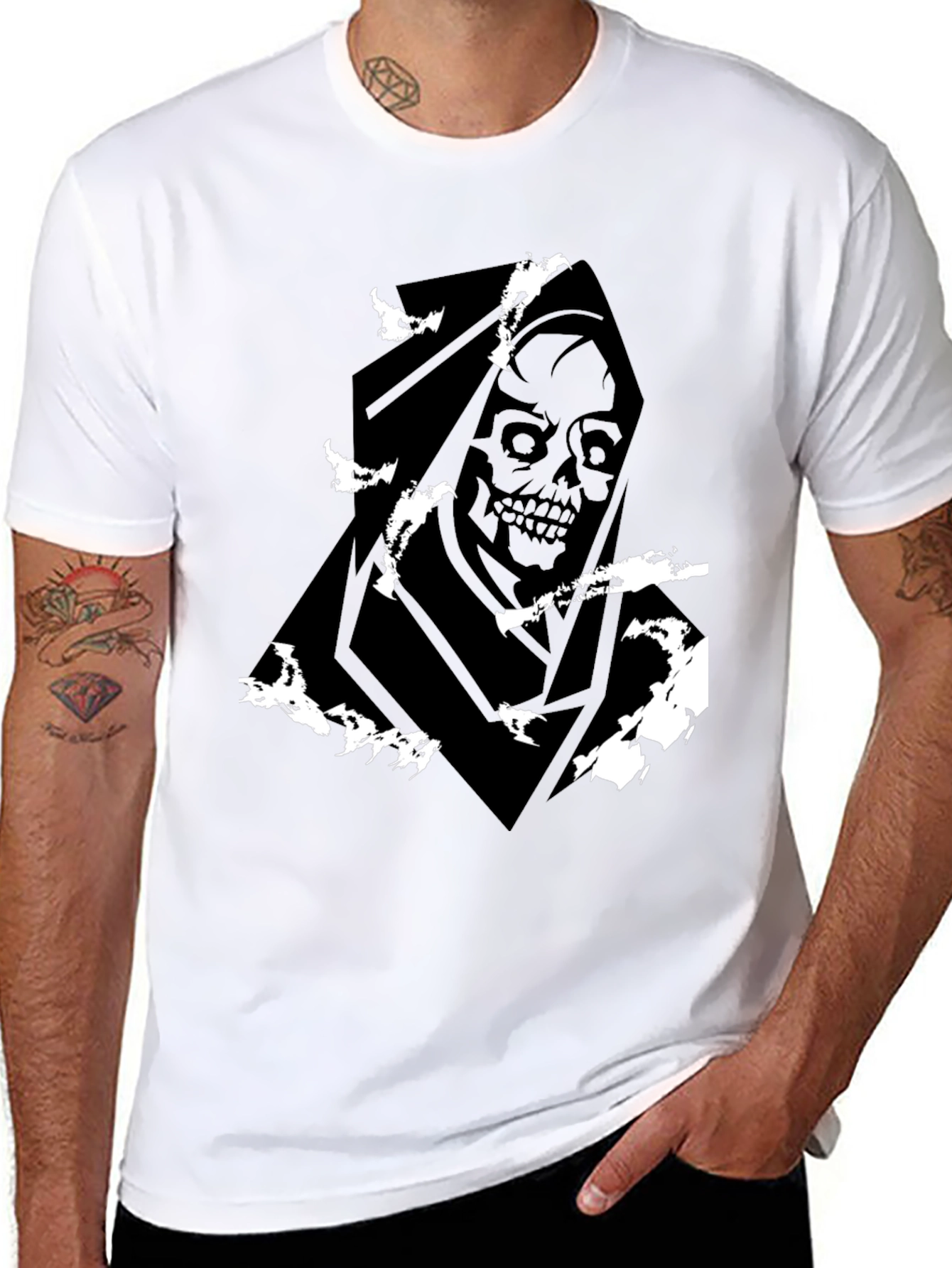 Grim Reaper Graphic Tee - Black Cotton Blend