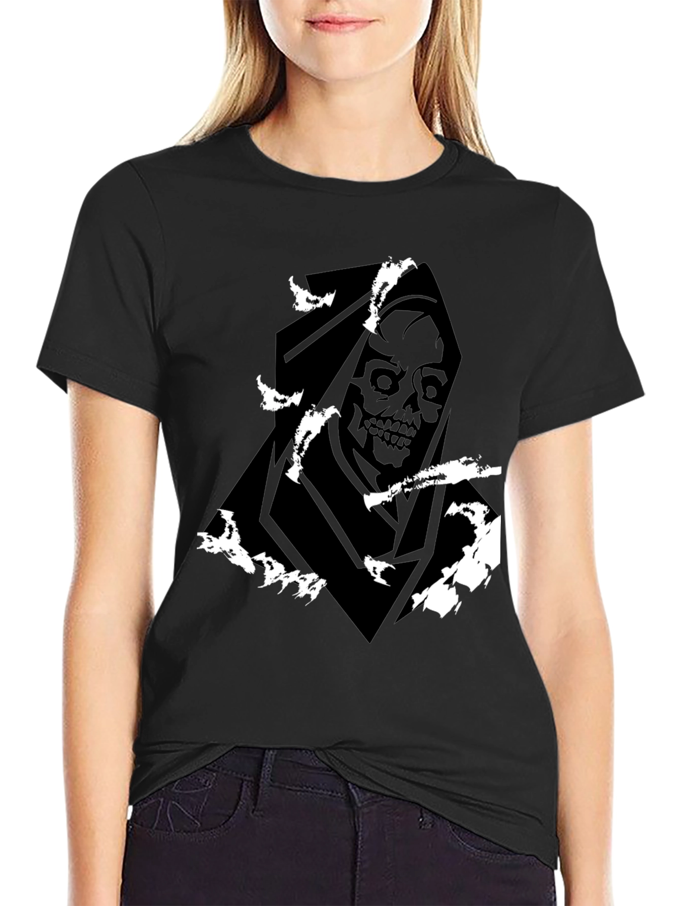 Grim Reaper Graphic Tee - Black Cotton Blend