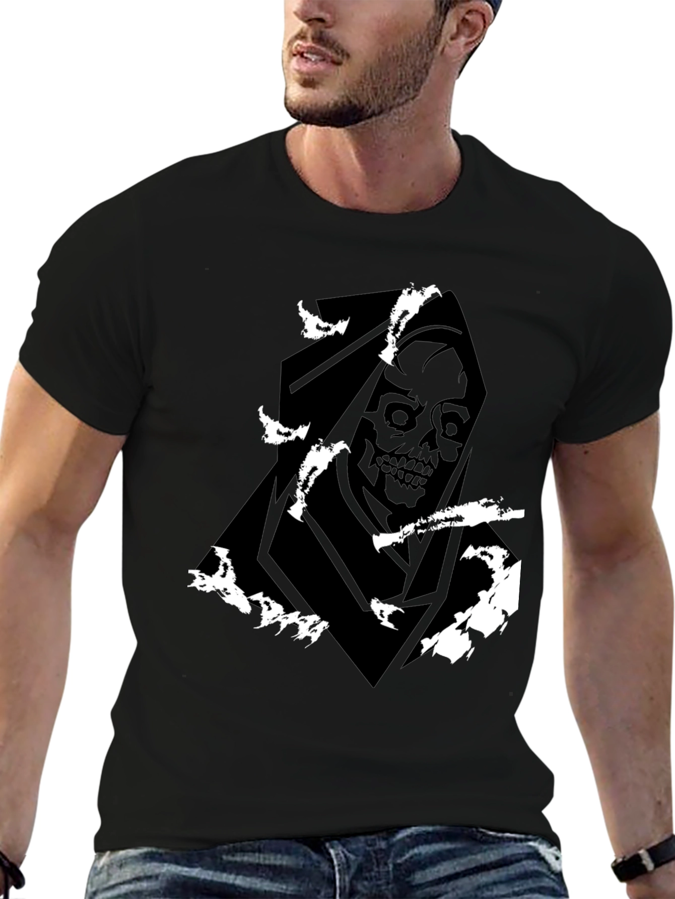 Grim Reaper Graphic Tee - Black Cotton Blend
