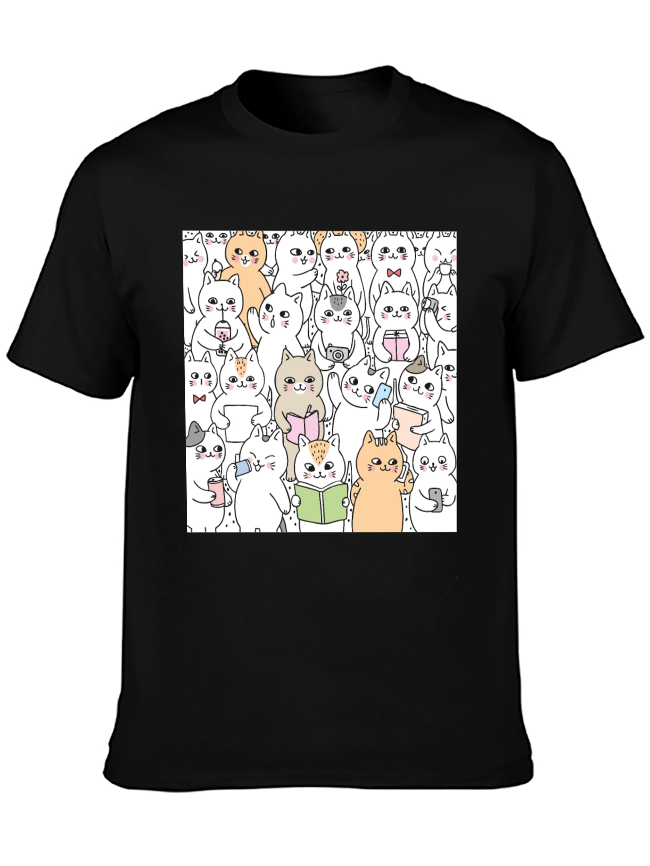 Kawaii Cats Graphic Tee - Cute Cartoon Kitten Shirt