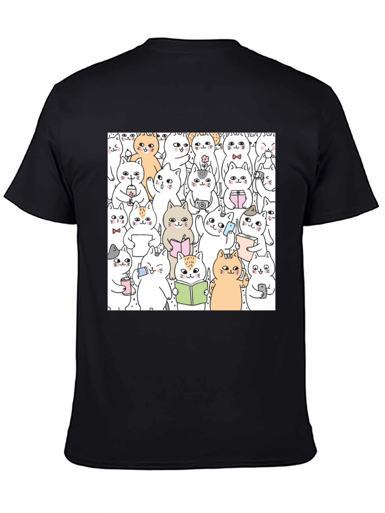 Kawaii Cats Graphic Tee - Cute Cartoon Kitten Shirt