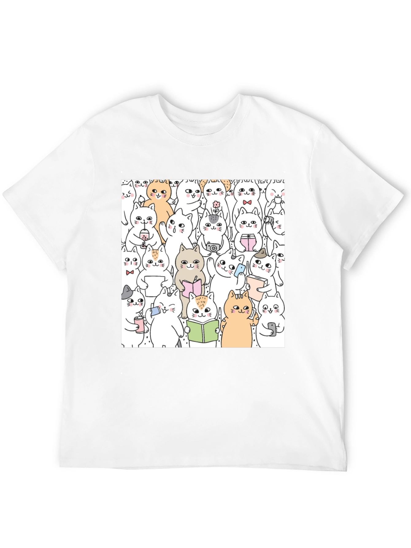 Kawaii Cats Graphic Tee - Cute Cartoon Kitten Shirt