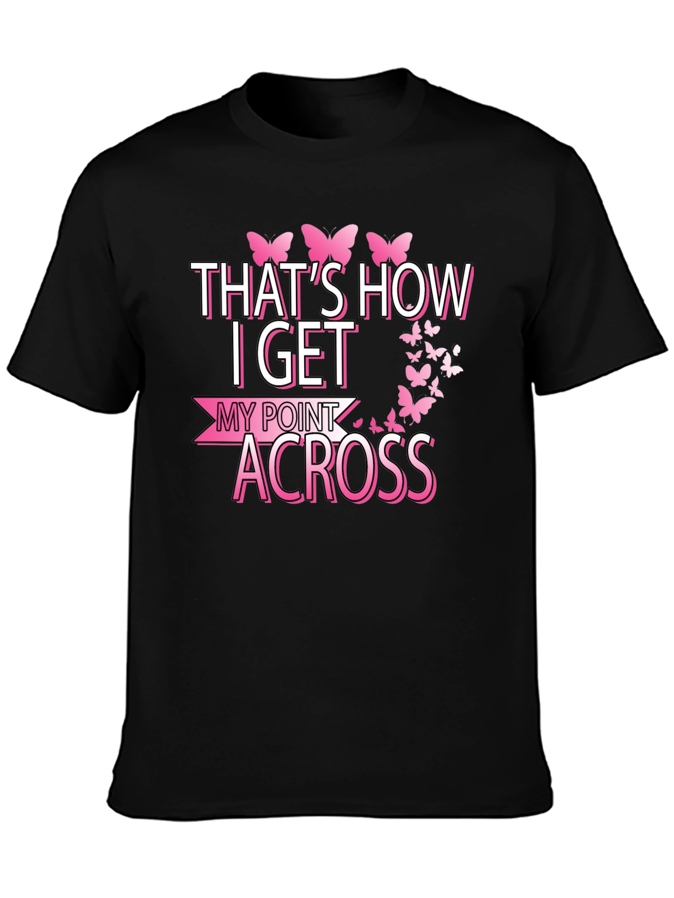 Butterfly Point Across Graphic Tee - Breast Cancer Awareness