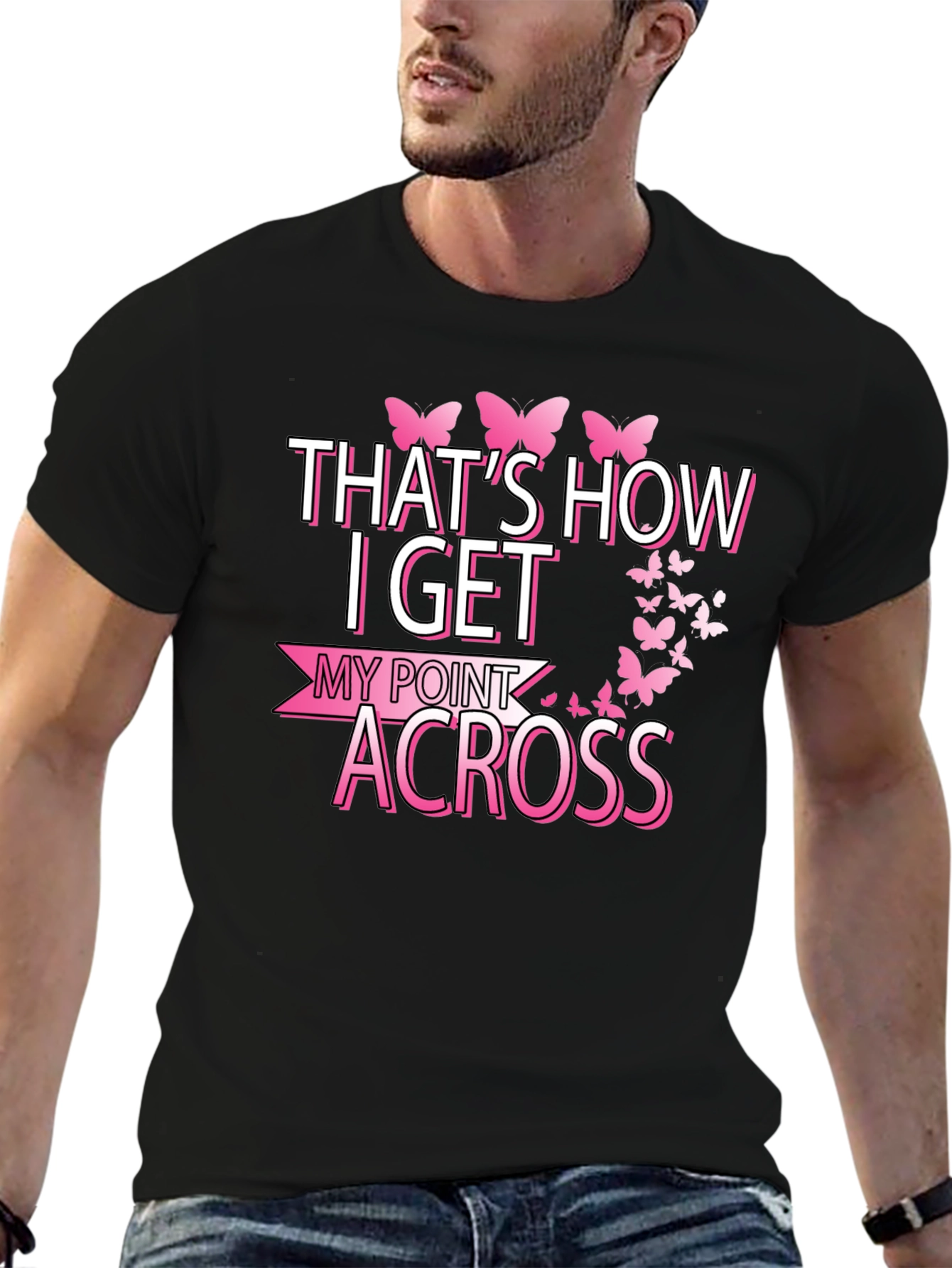 Butterfly Point Across Graphic Tee - Breast Cancer Awareness