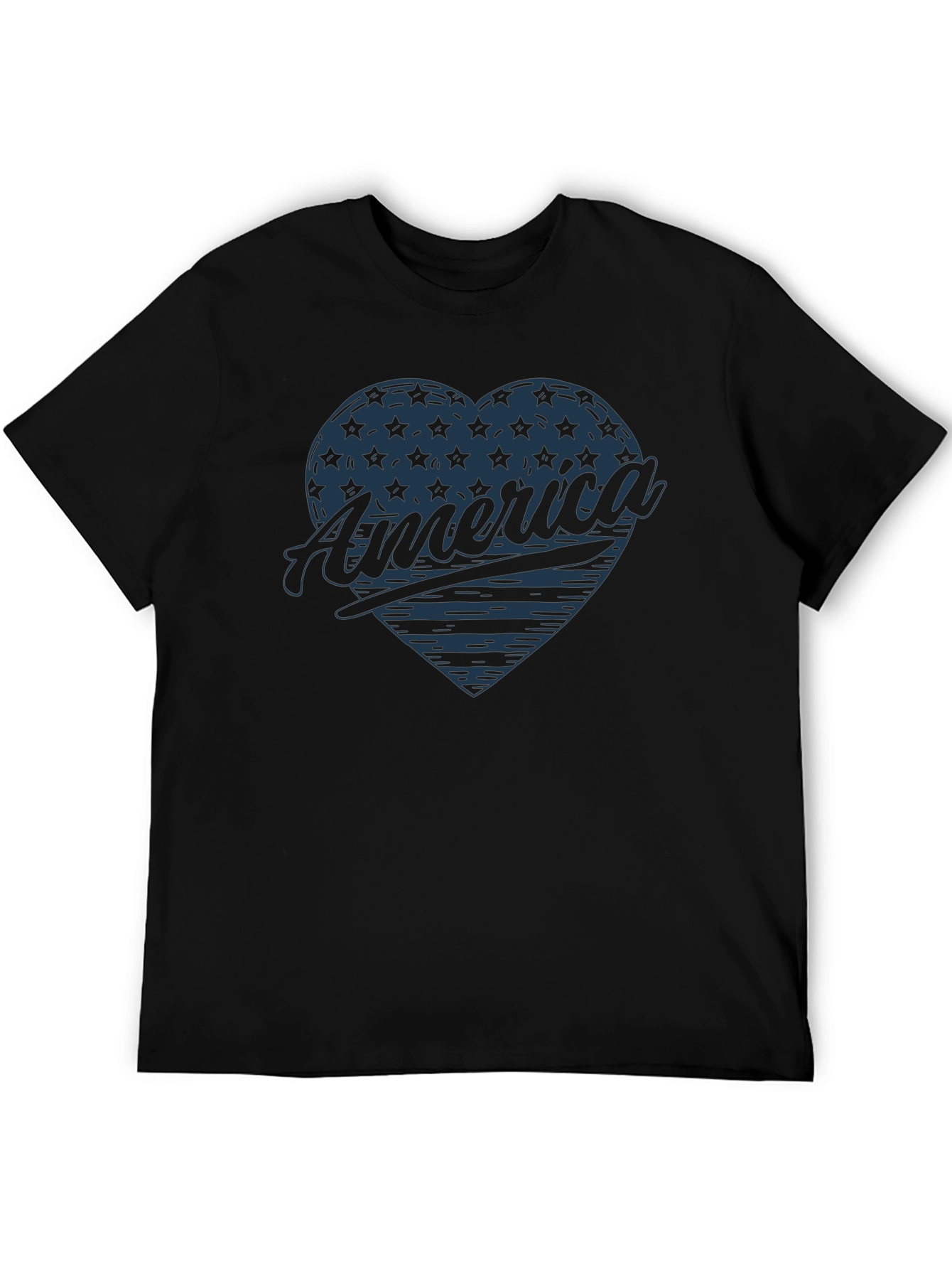 America Heart Graphic T-Shirt Patriotic USA Tee