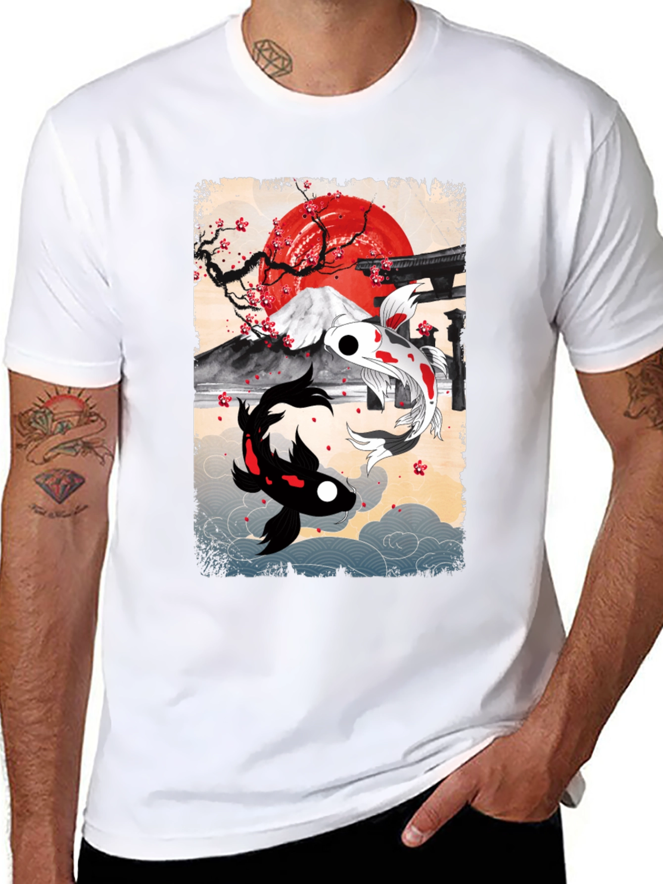 Koi Fish T-Shirt - Japanese Art Style