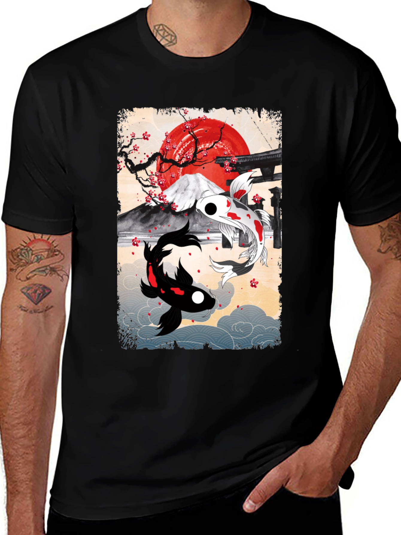 Koi Fish T-Shirt - Japanese Art Style