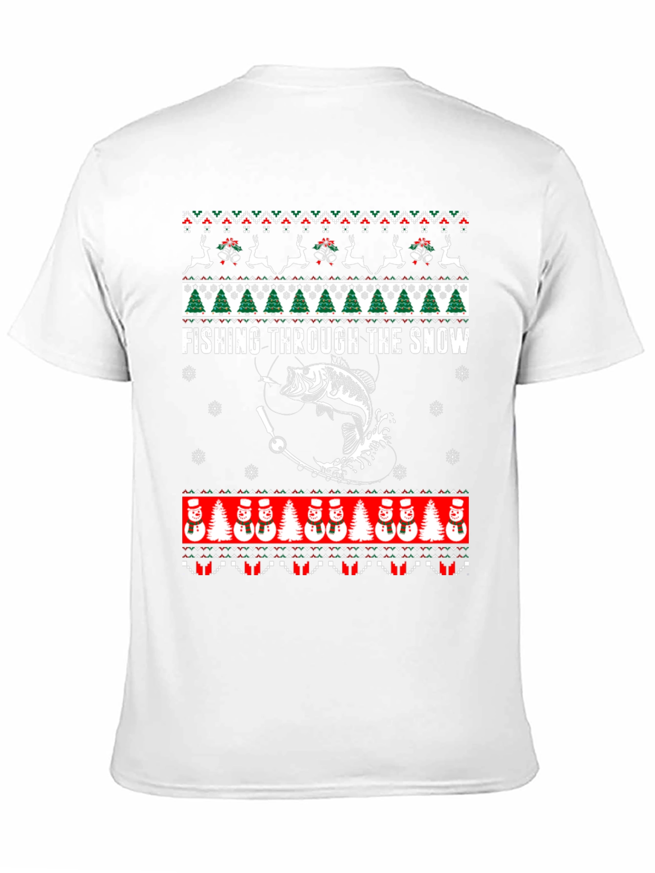 Fishing Through The Snow Ugly Christmas T-Shirt