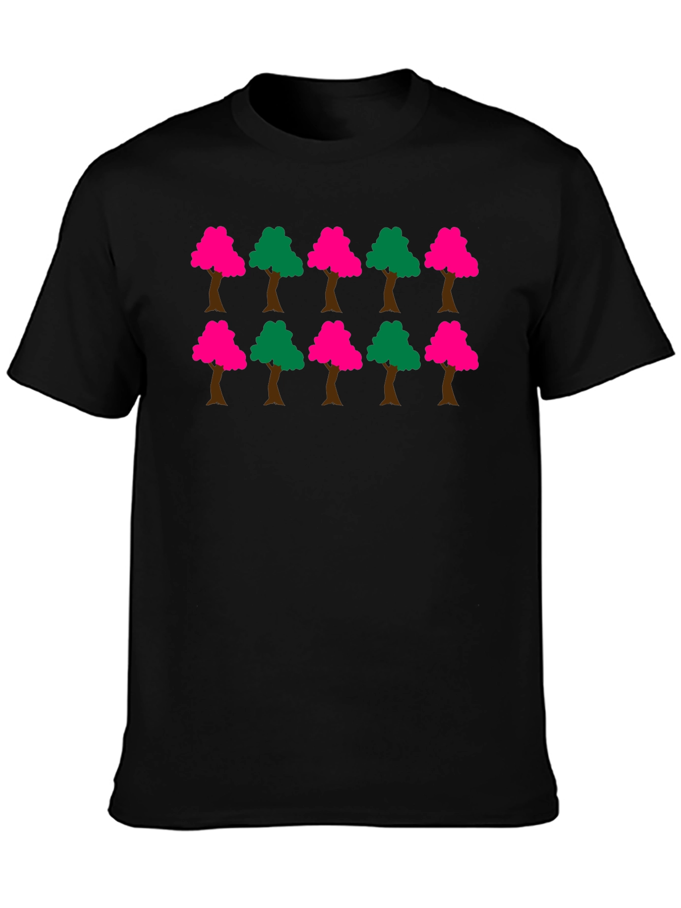 Funky Tree Pattern Black T-Shirt