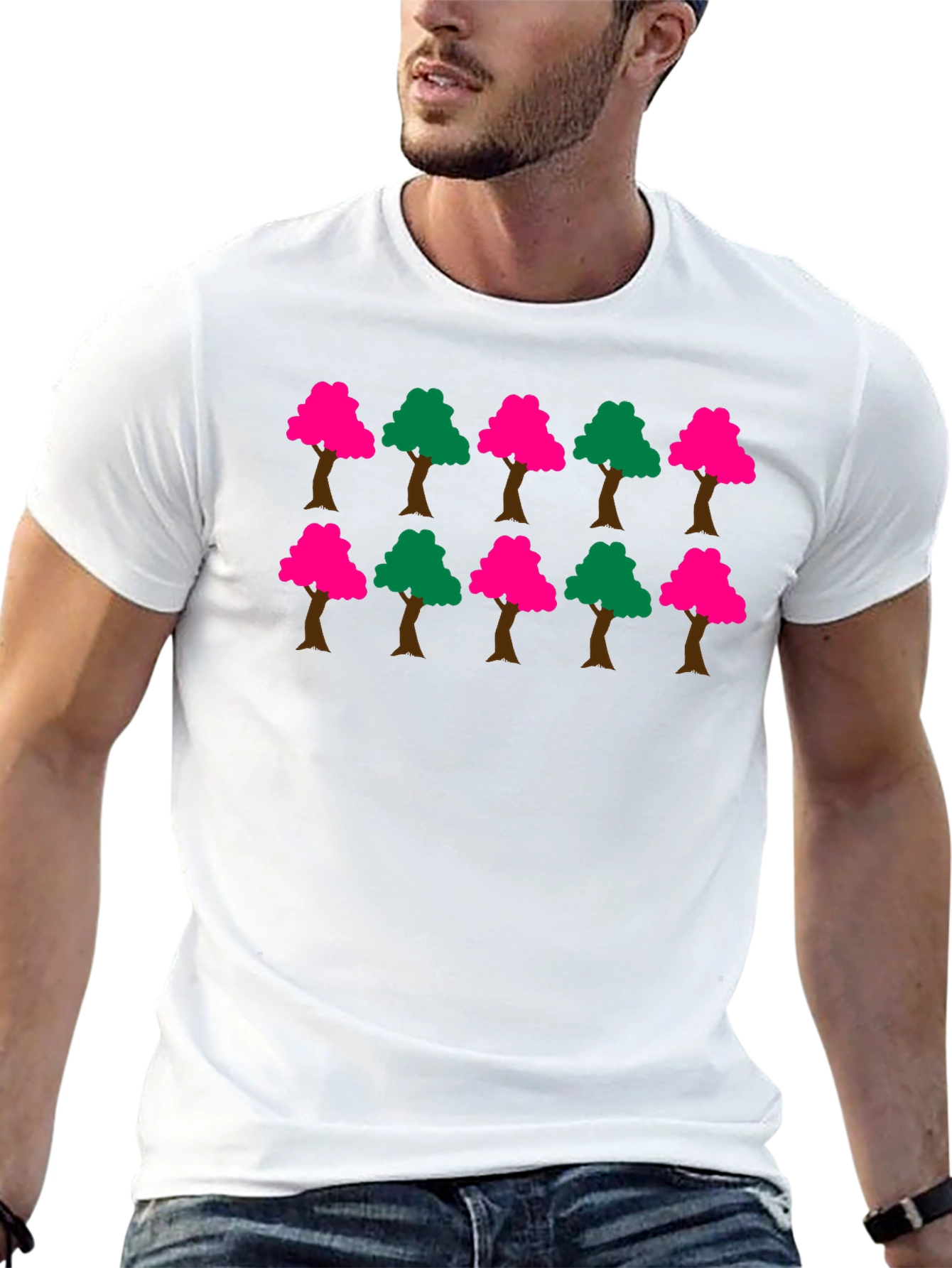 Funky Tree Pattern Black T-Shirt