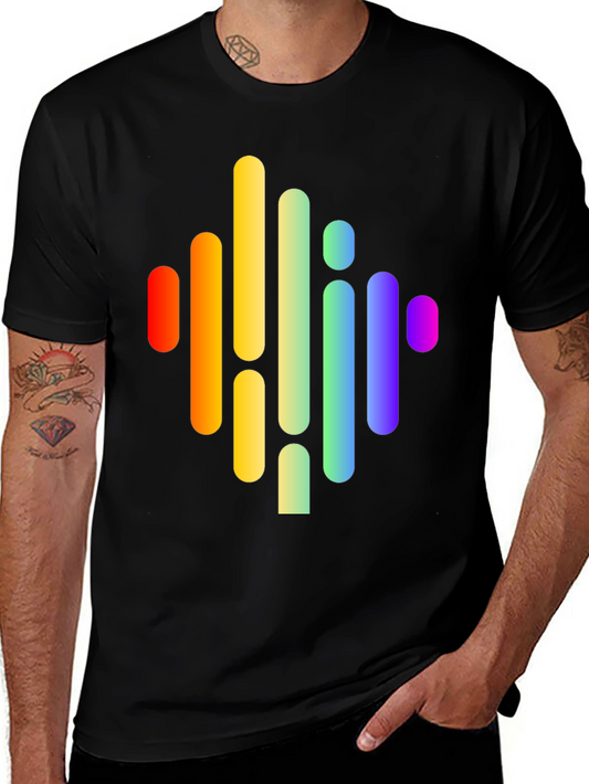 Rainbow Wave Graphic Black Tee