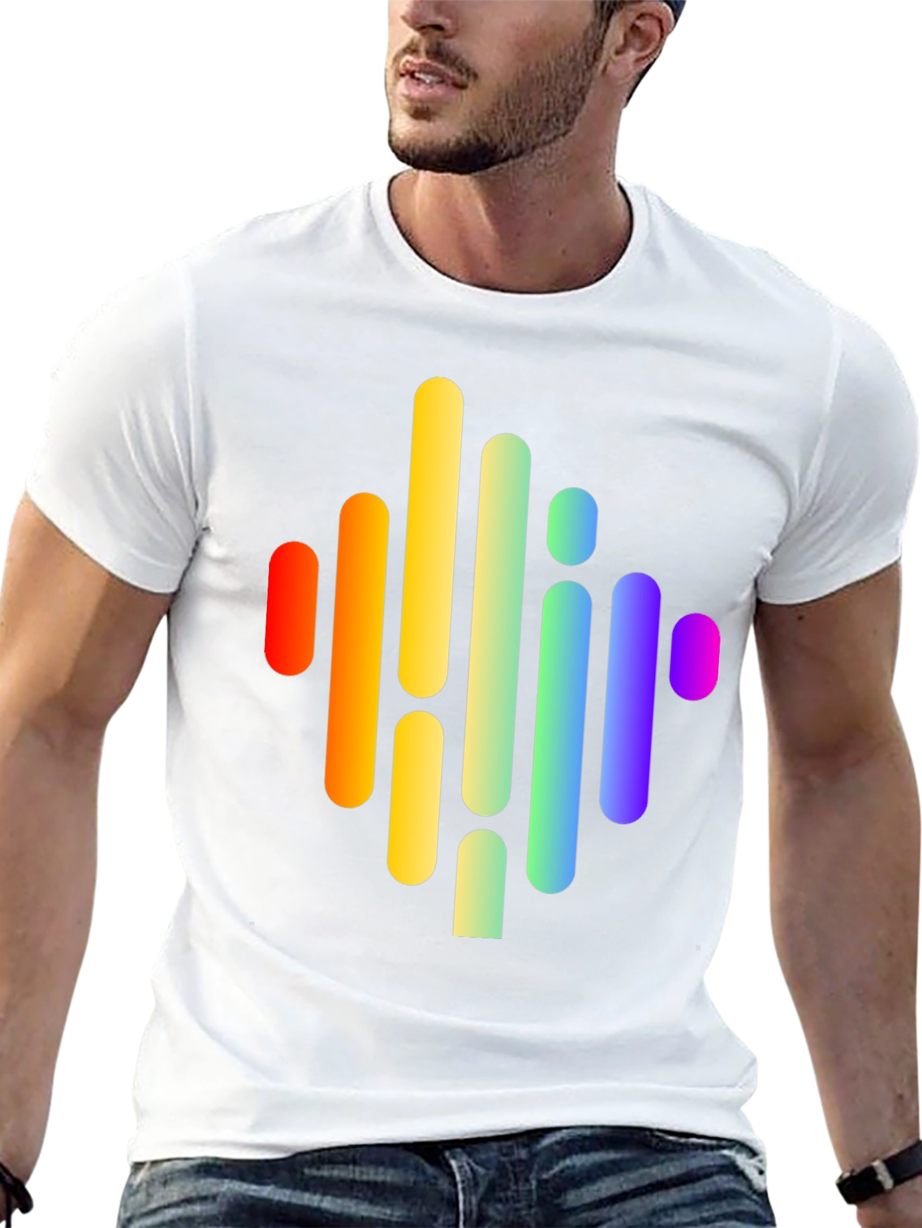 Rainbow Wave Graphic Black Tee