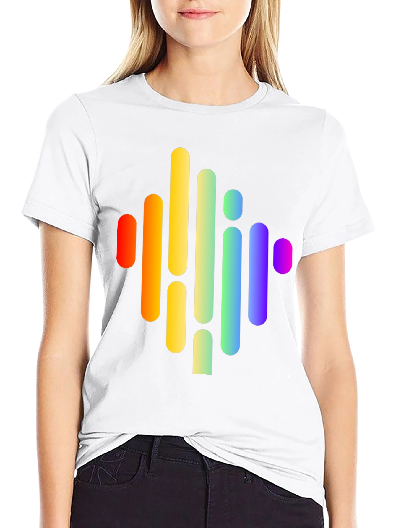 Rainbow Wave Graphic Black Tee