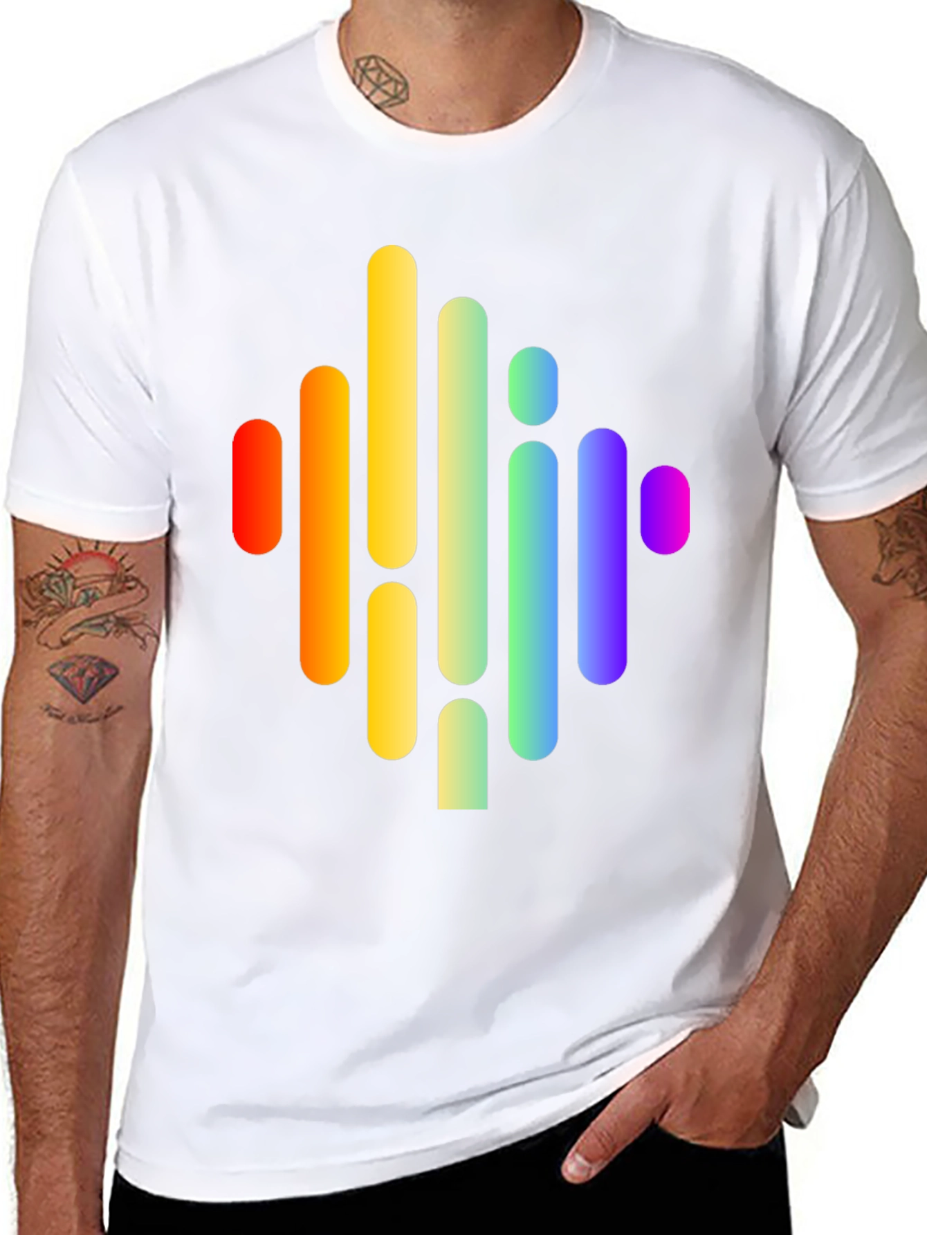 Rainbow Wave Graphic Black Tee