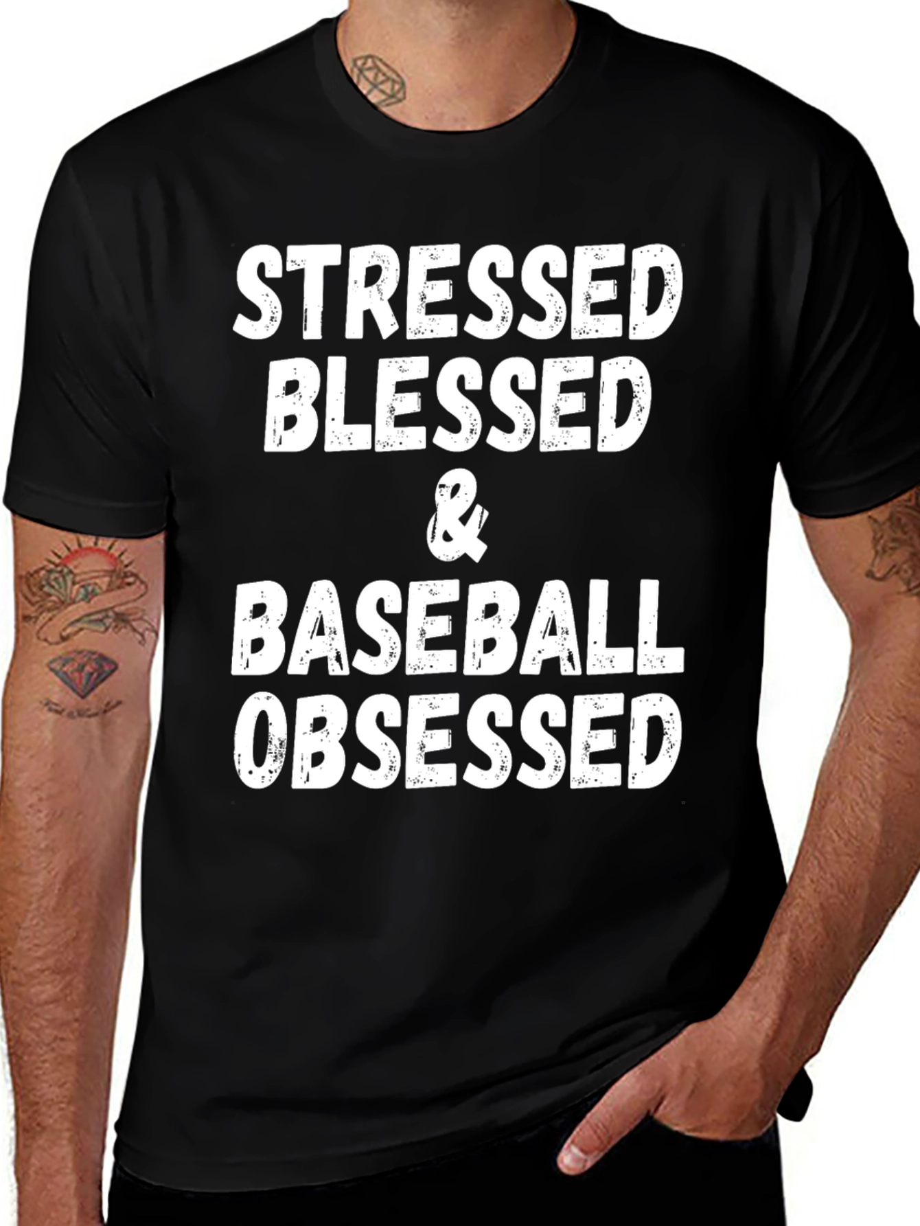 Stressed Blessed Baseball Obsessed Graphic Tee