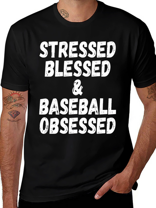 Stressed Blessed Baseball Obsessed Graphic Tee