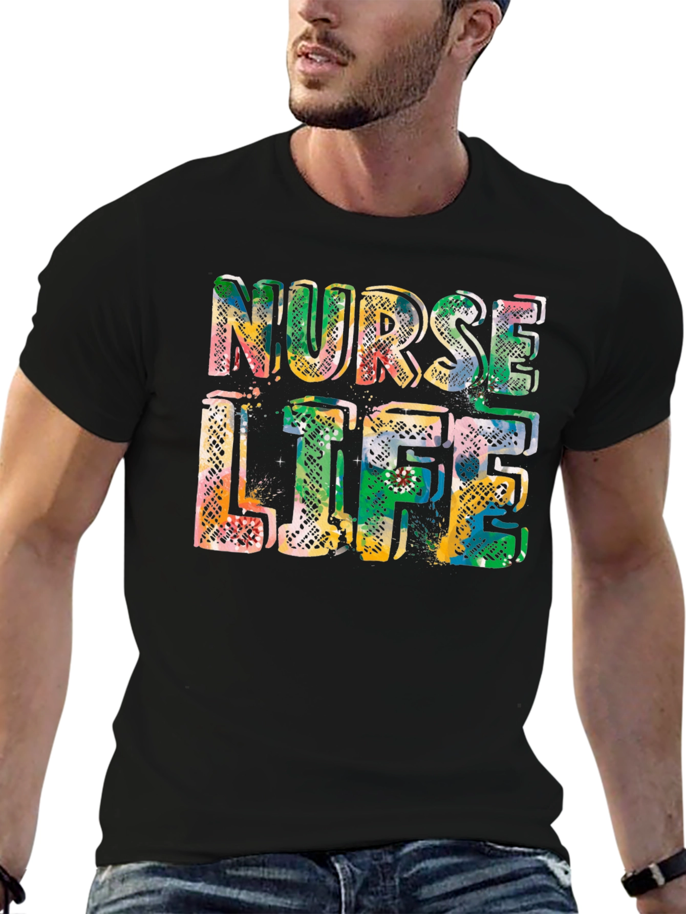 Nurse Life Graphic Tee - Black Cotton Casual T-Shirt