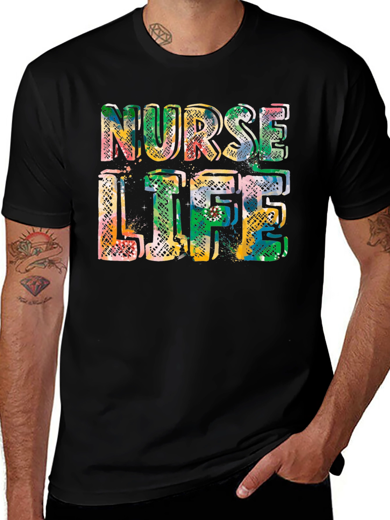 Nurse Life Graphic Tee - Black Cotton Casual T-Shirt