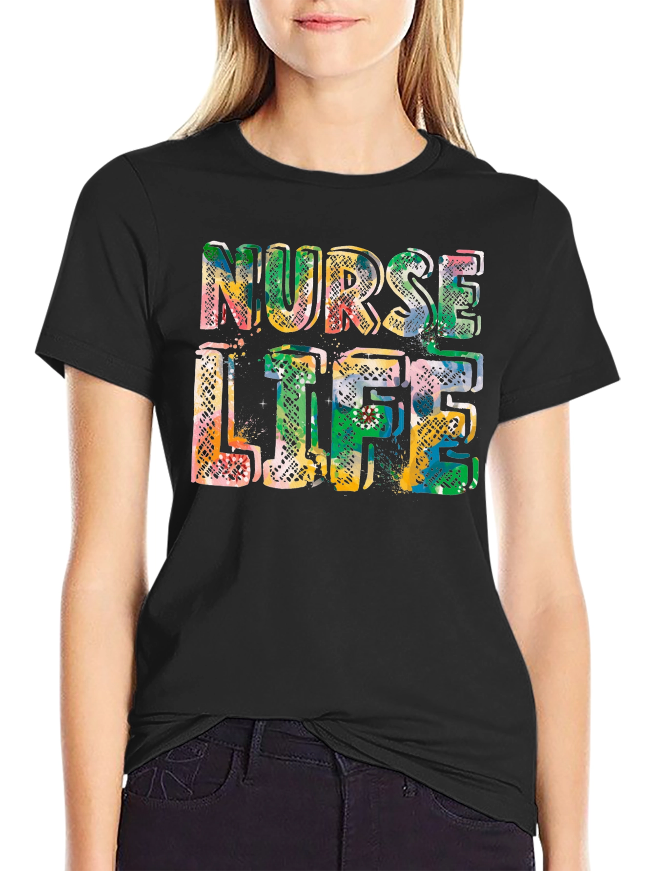 Nurse Life Graphic Tee - Black Cotton Casual T-Shirt