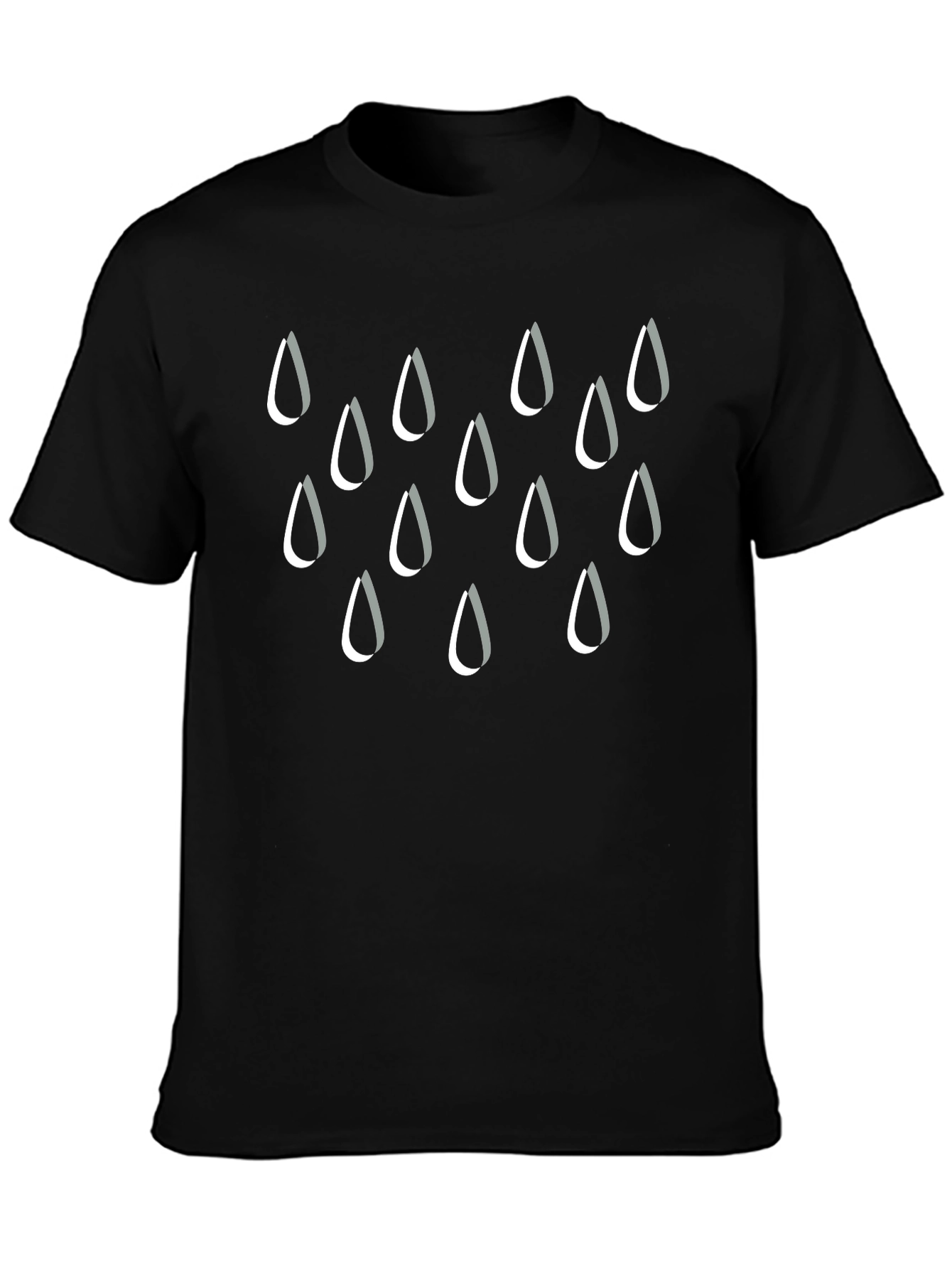 Rain Drops Crew Neck T-Shirt - Stylish Black Tee