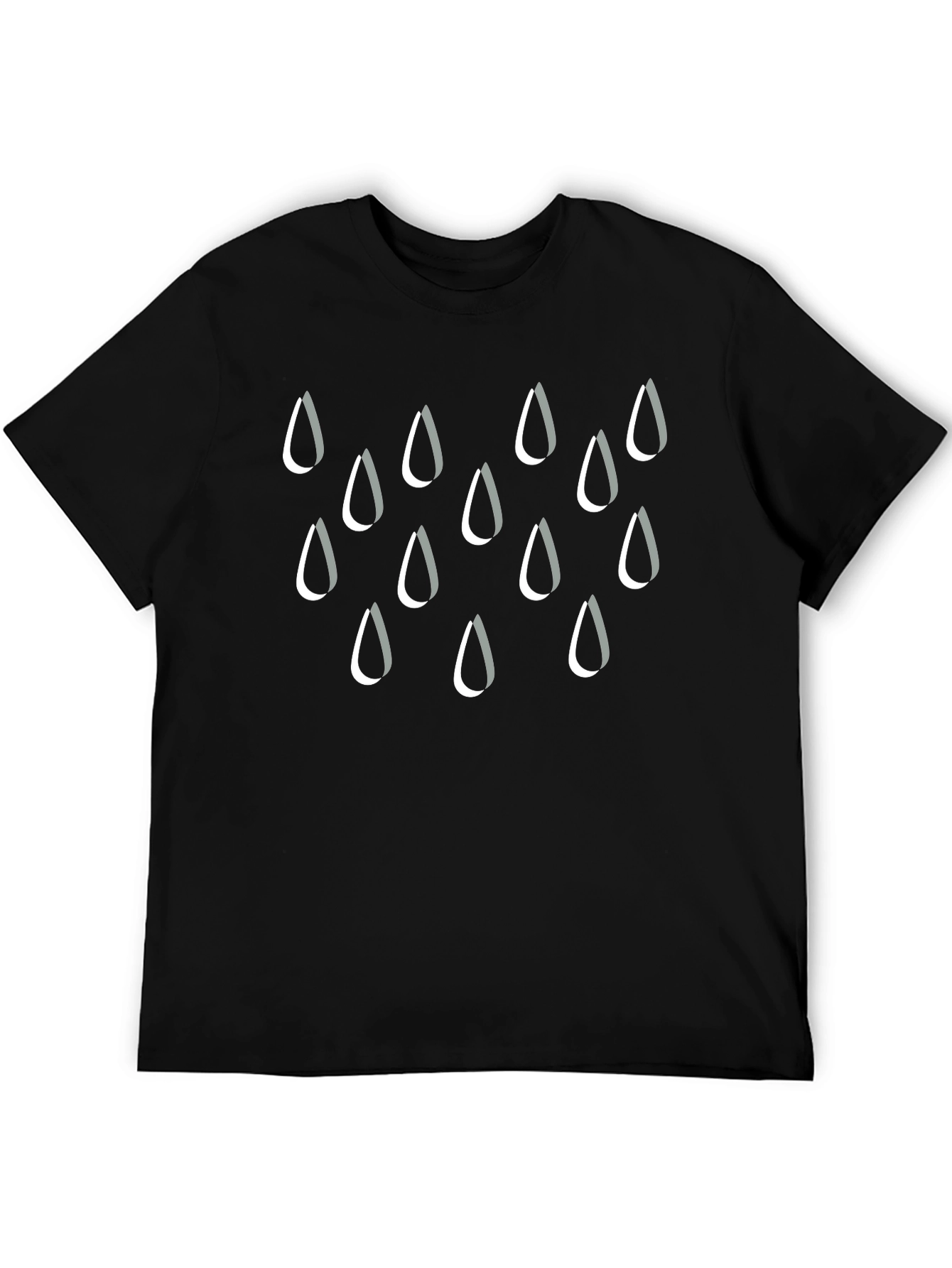 Rain Drops Crew Neck T-Shirt - Stylish Black Tee