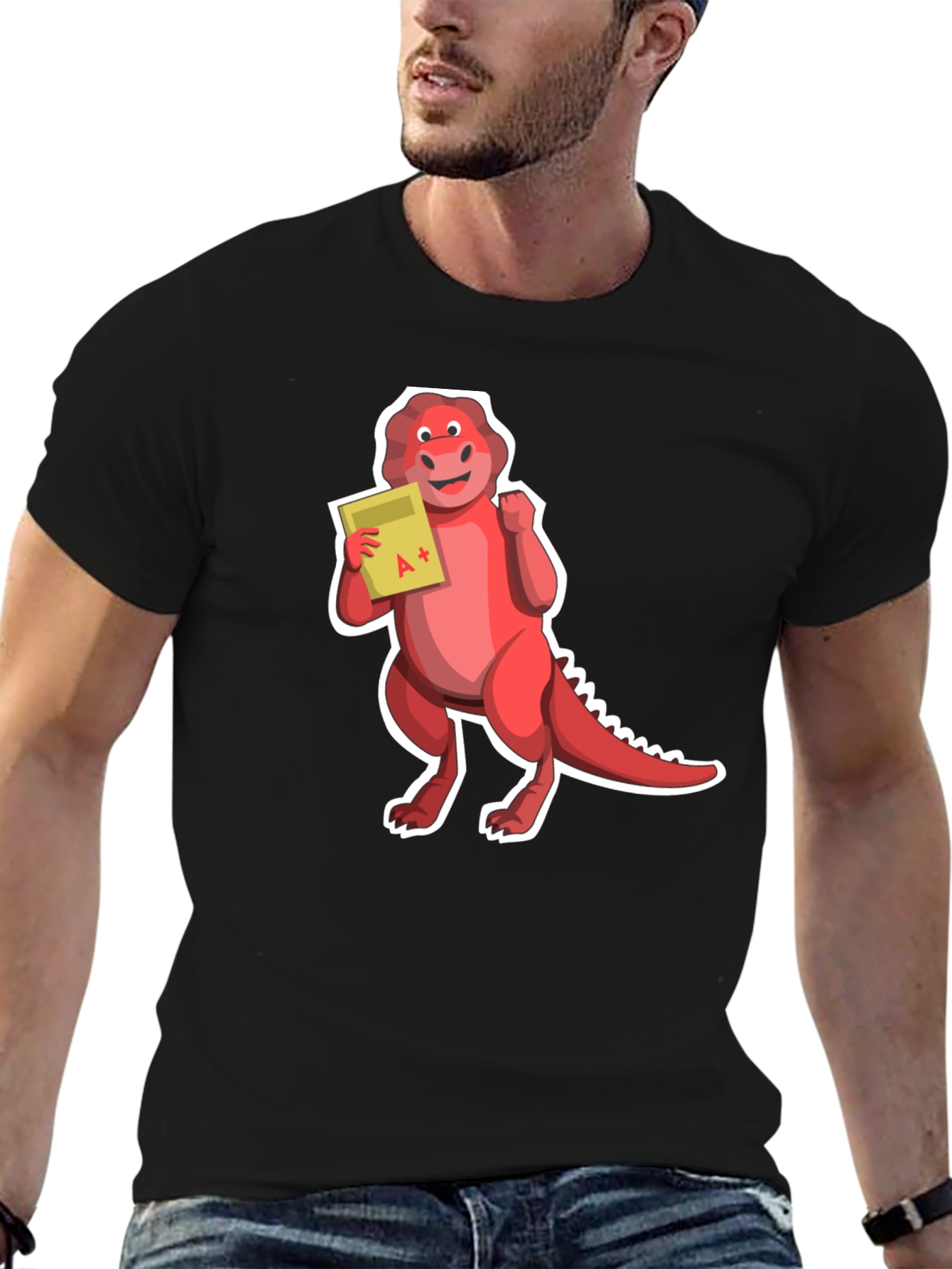 Dino A+ T-Shirt - Black Short Sleeve
