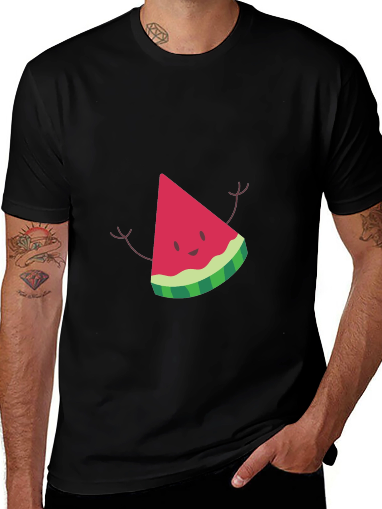 Watermelon Slice Graphic Black T-Shirt