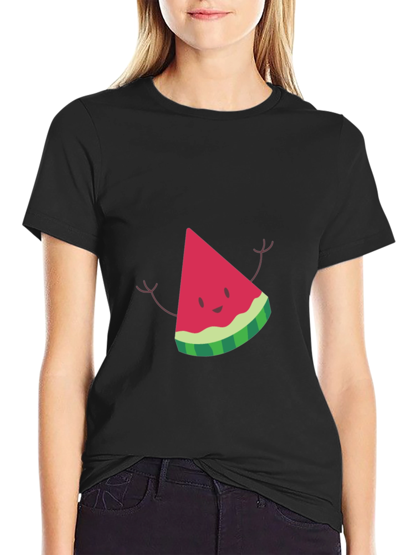 Watermelon Slice Graphic Black T-Shirt