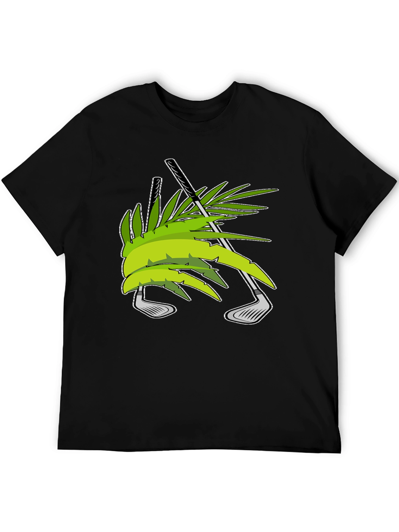 Tropical Golf T-Shirt - Palm & Clubs Design