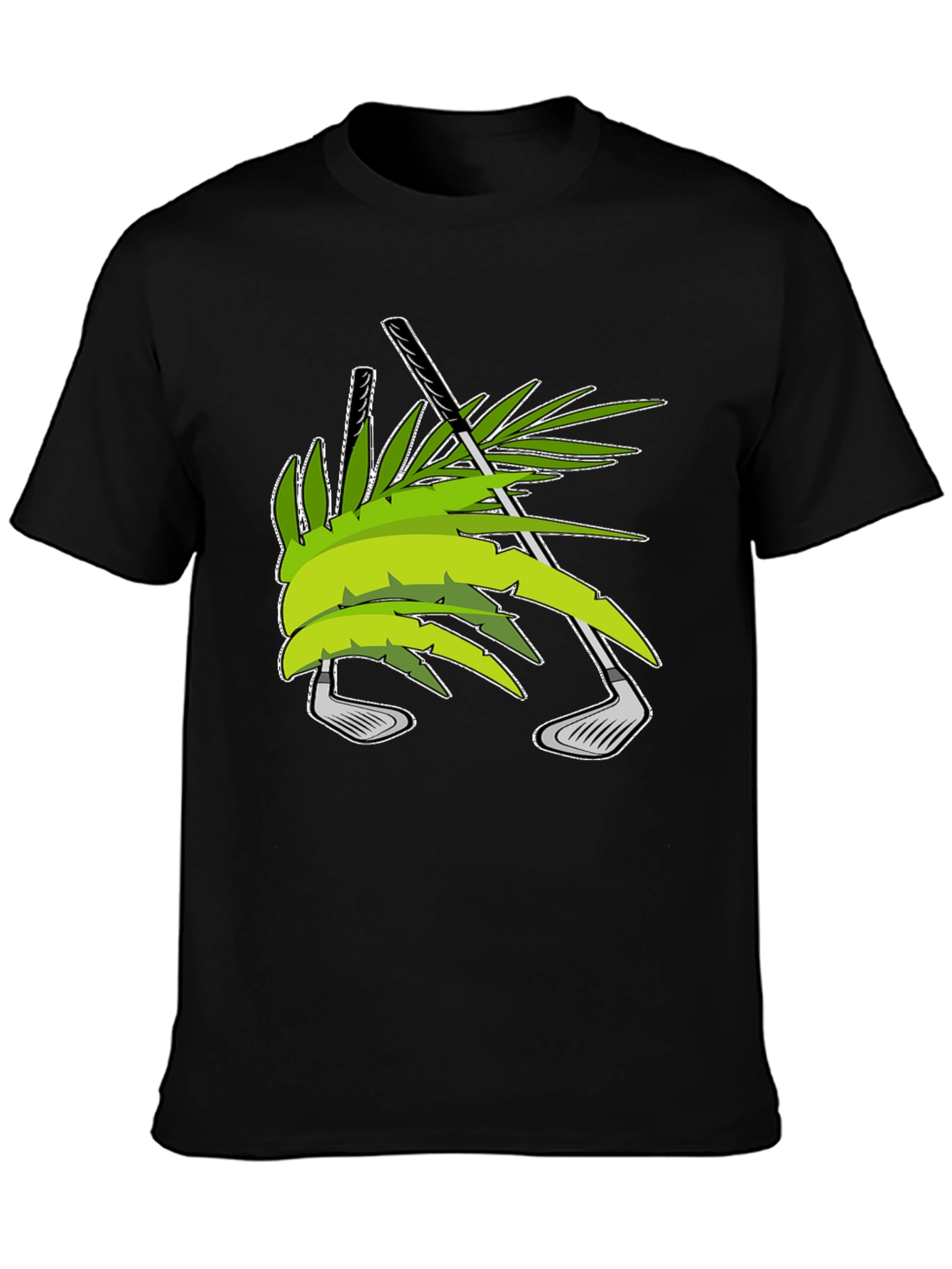 Tropical Golf T-Shirt - Palm & Clubs Design