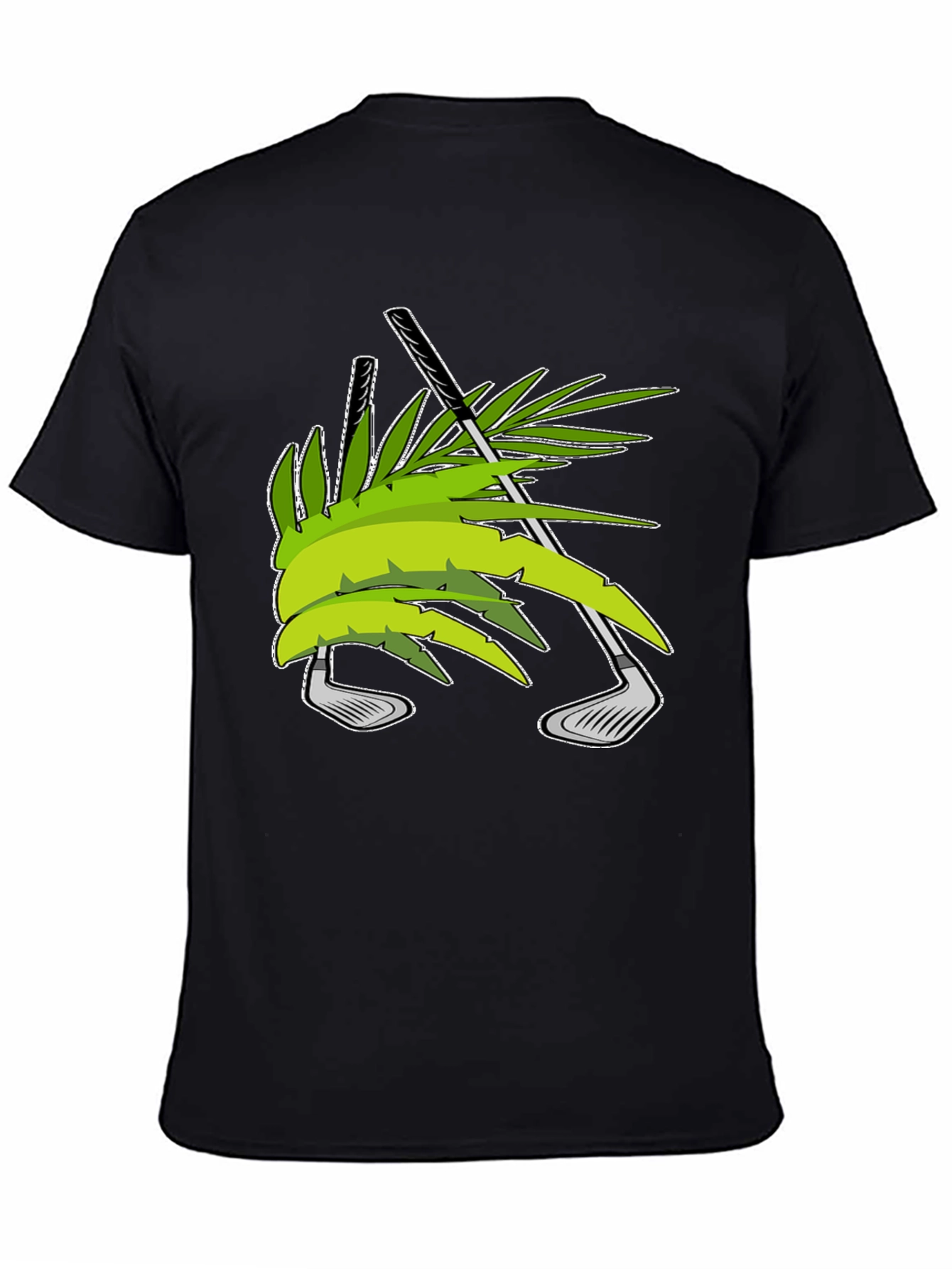 Tropical Golf T-Shirt - Palm & Clubs Design