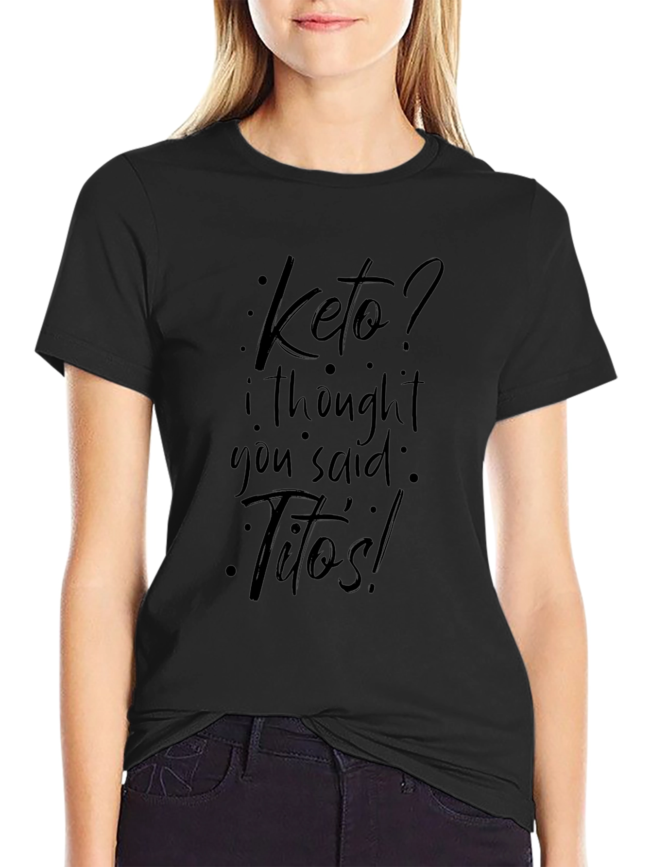 Keto? Titos! Black Graphic T-Shirt