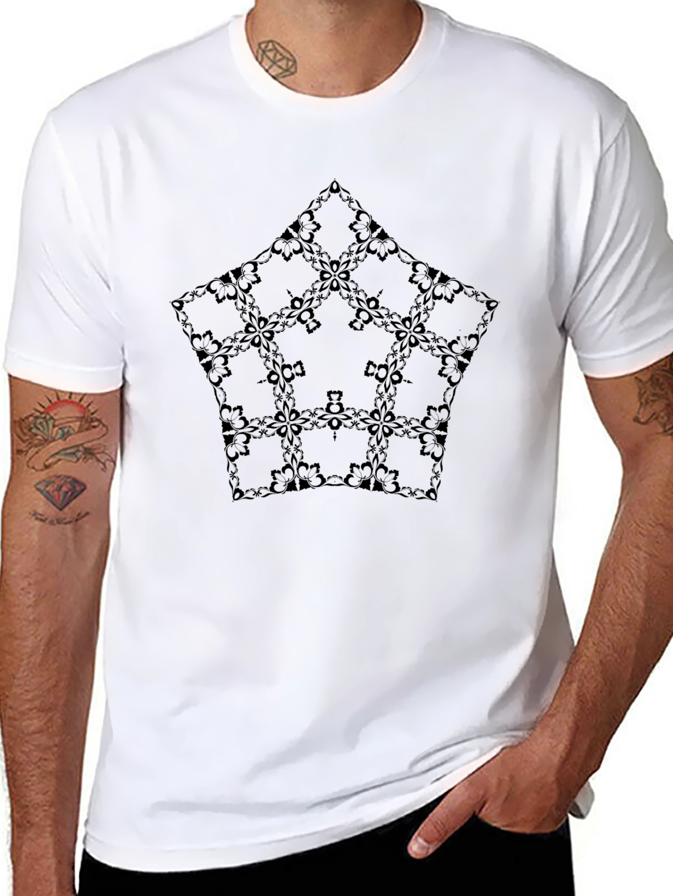 Stylish Black T-Shirt with Geometric Print