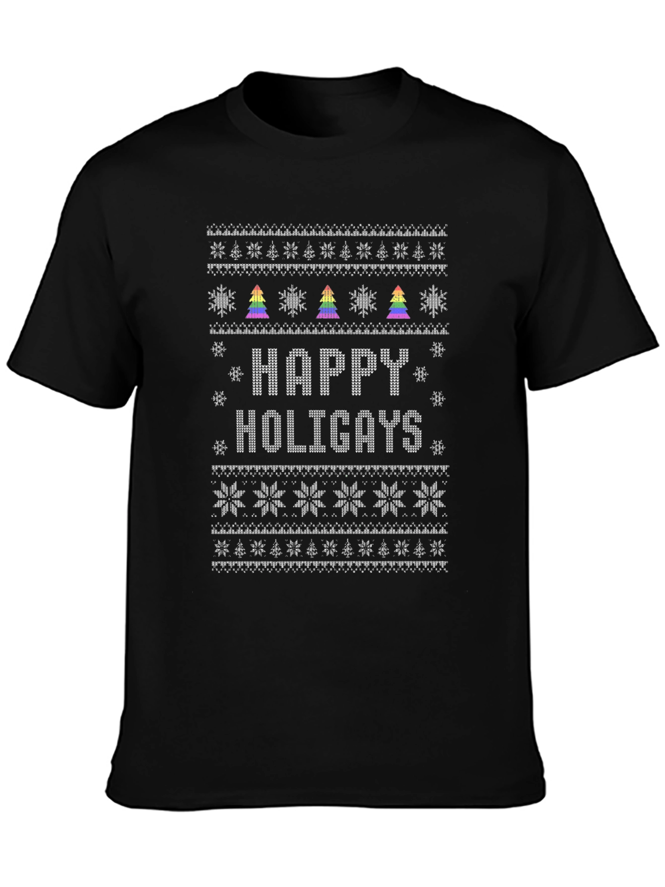 Happy Holigays Ugly Christmas Sweater LGBT Pride Tee