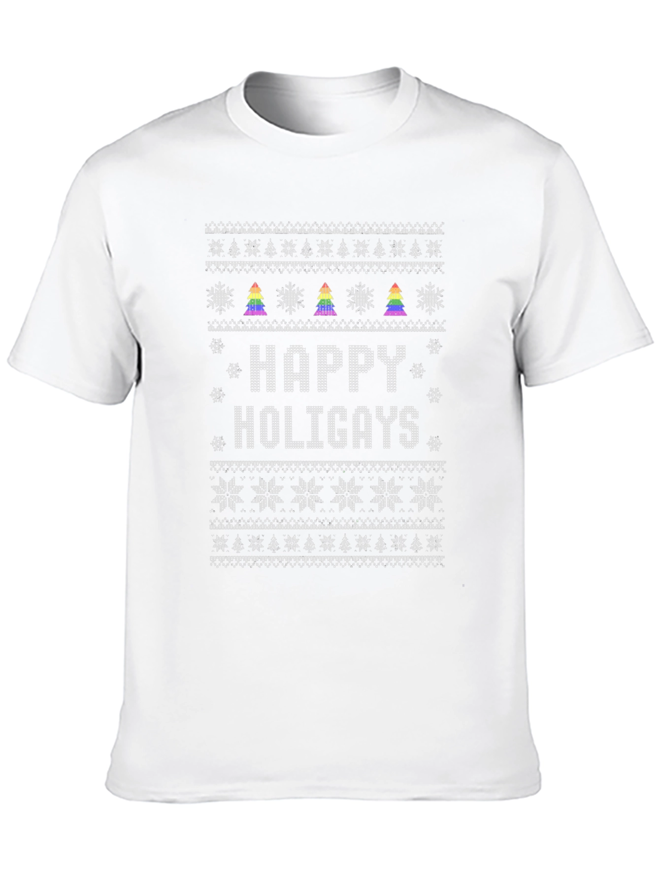 Happy Holigays Ugly Christmas Sweater LGBT Pride Tee