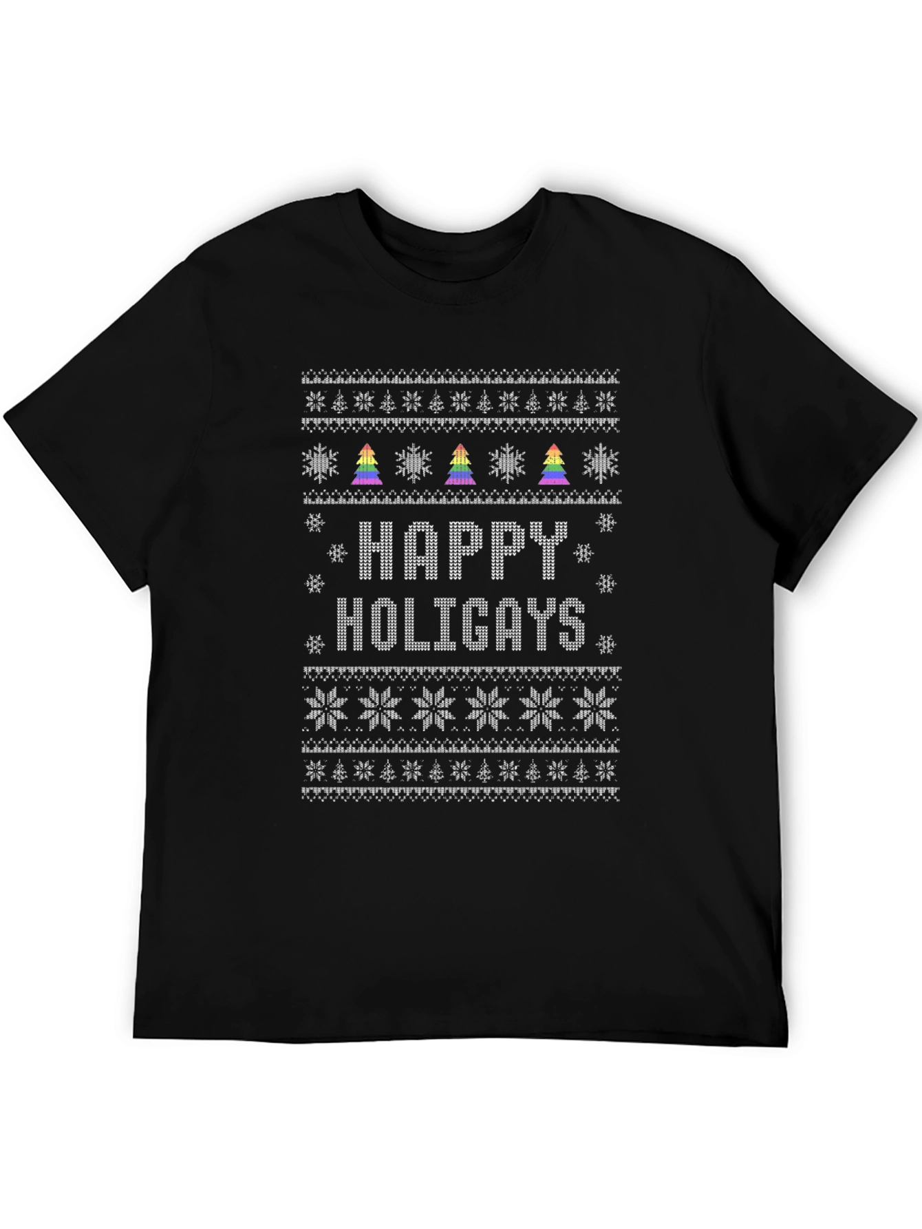 Happy Holigays Ugly Christmas Sweater LGBT Pride Tee